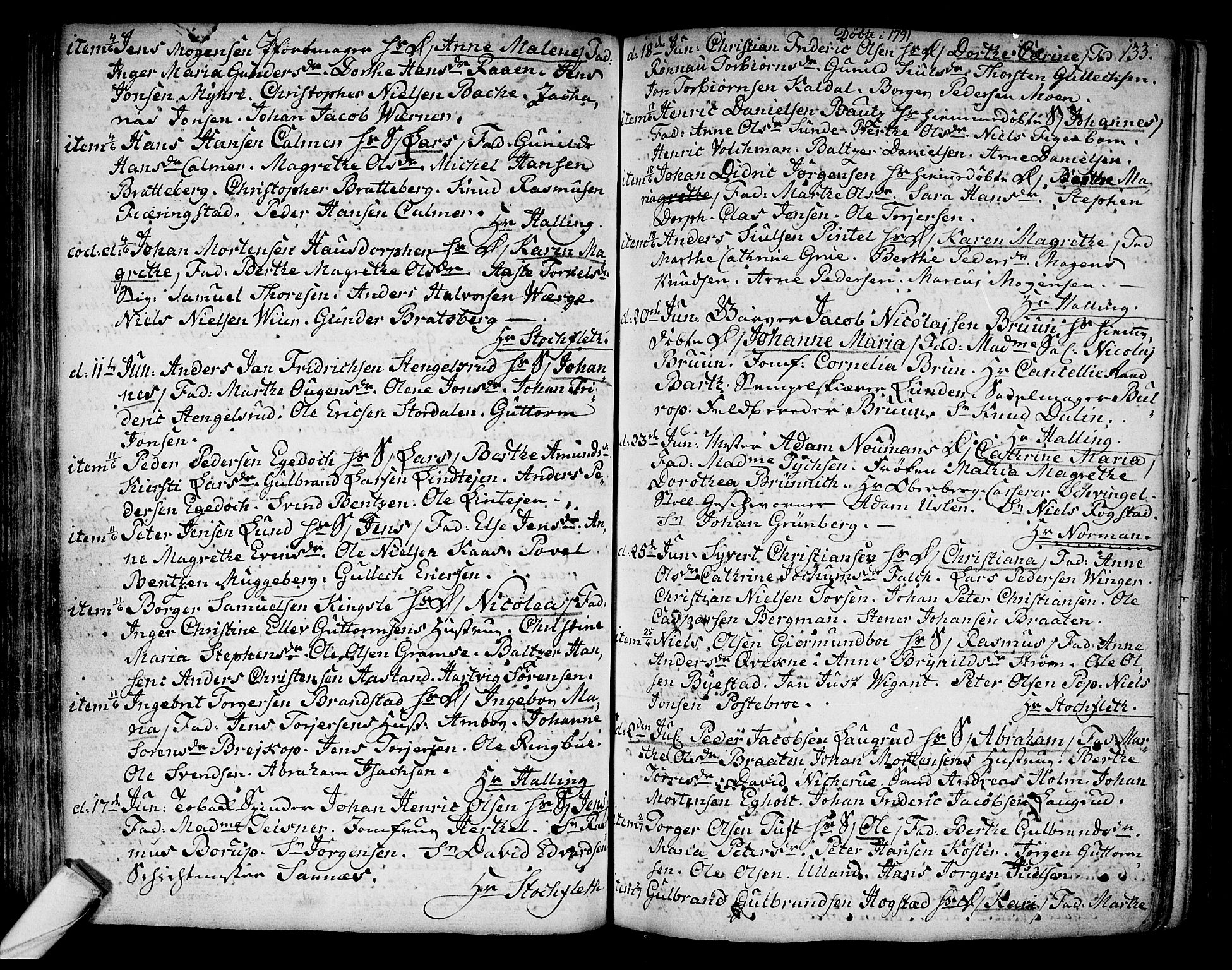 Kongsberg kirkebøker, SAKO/A-22/F/Fa/L0006: Parish register (official) no. I 6, 1783-1797, p. 133