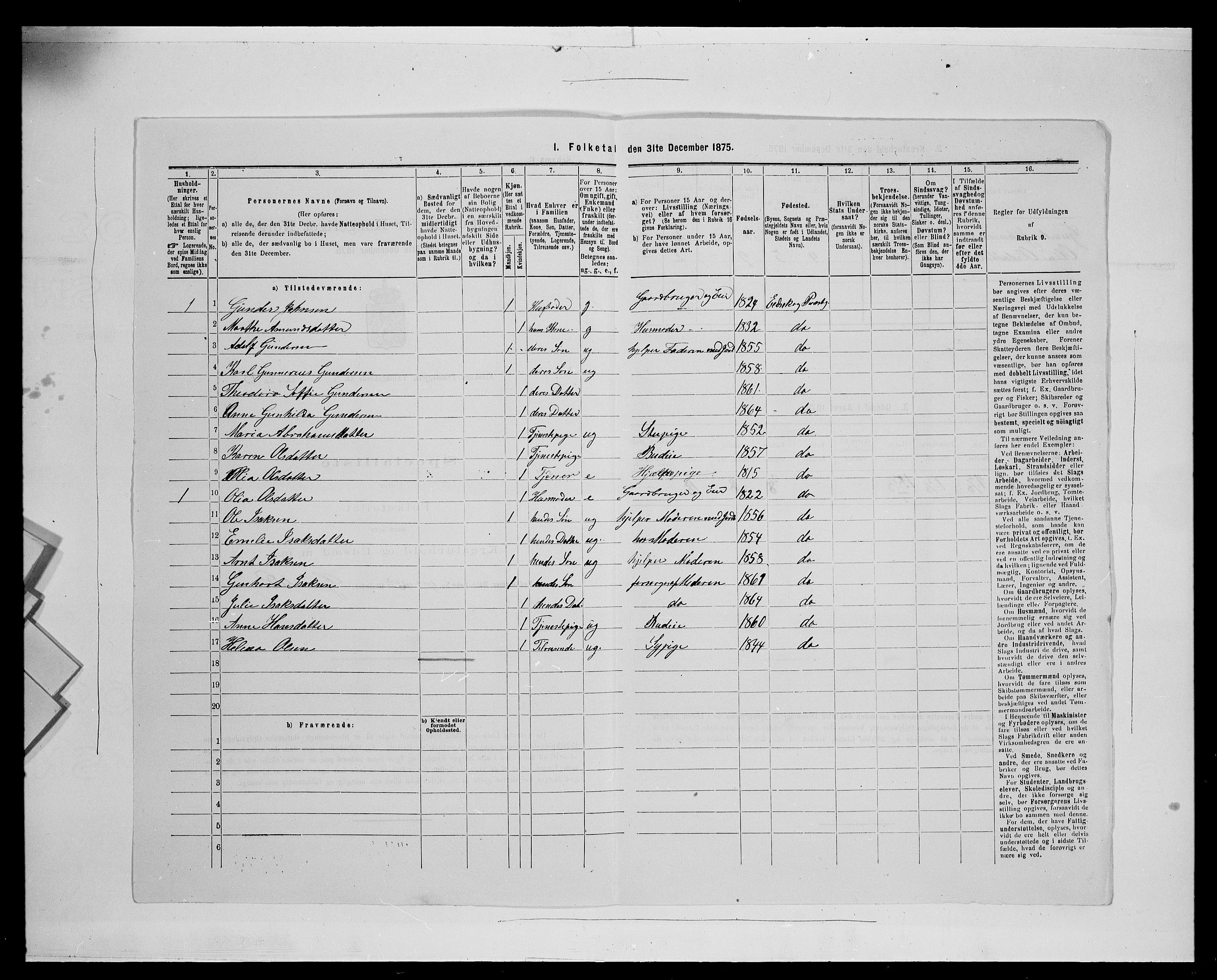 SAH, 1875 census for 0420P Eidskog, 1875, p. 1331