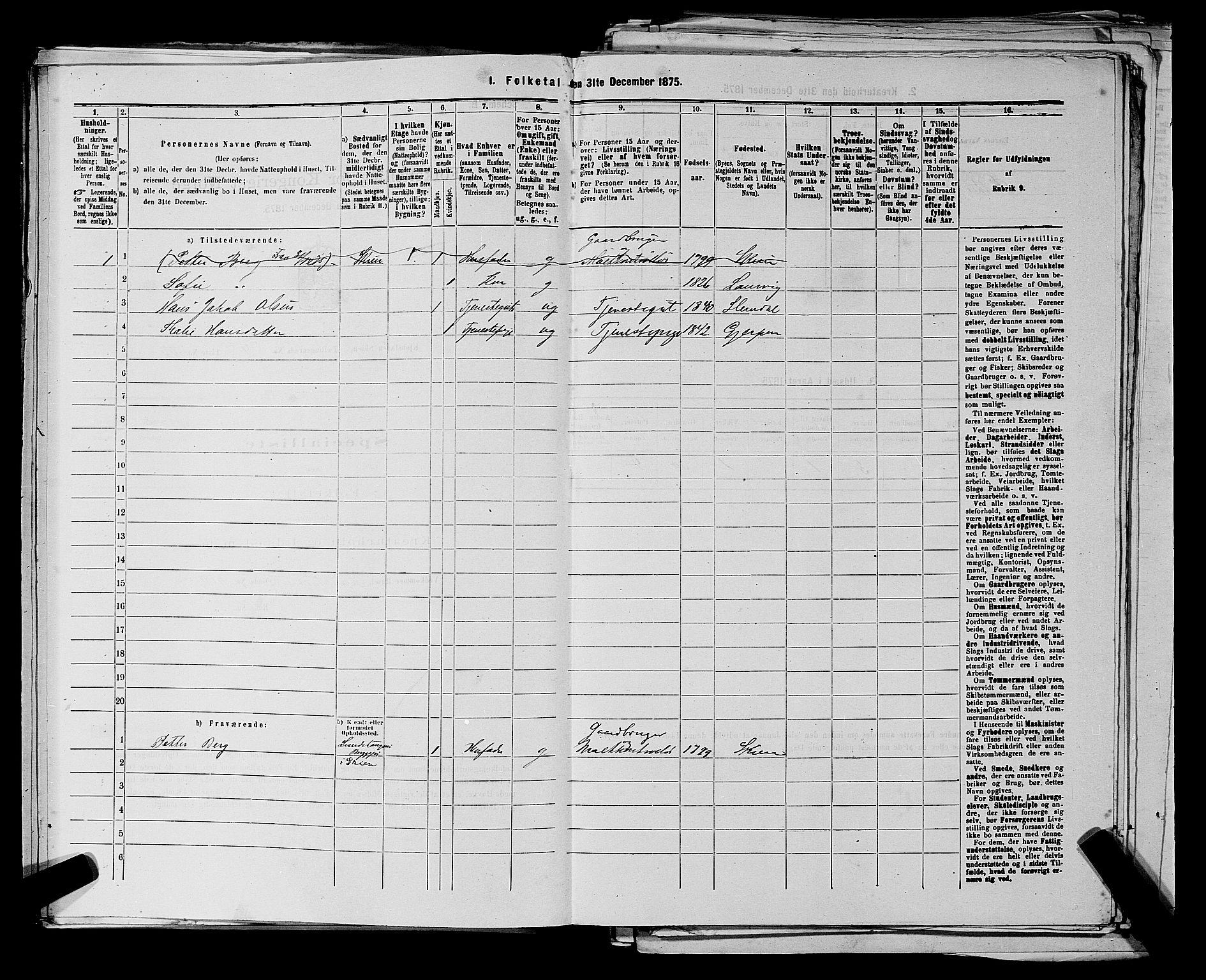 SAKO, 1875 census for 0806P Skien, 1875, p. 751