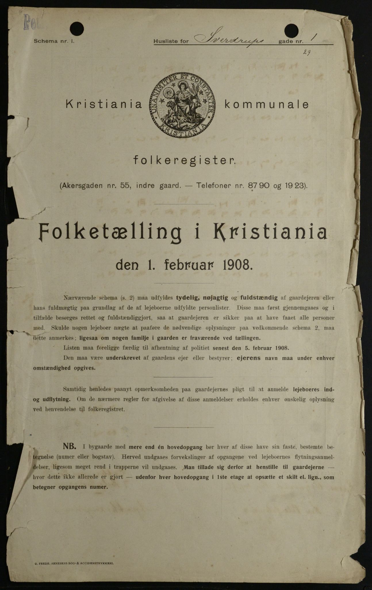 OBA, Municipal Census 1908 for Kristiania, 1908, p. 94296
