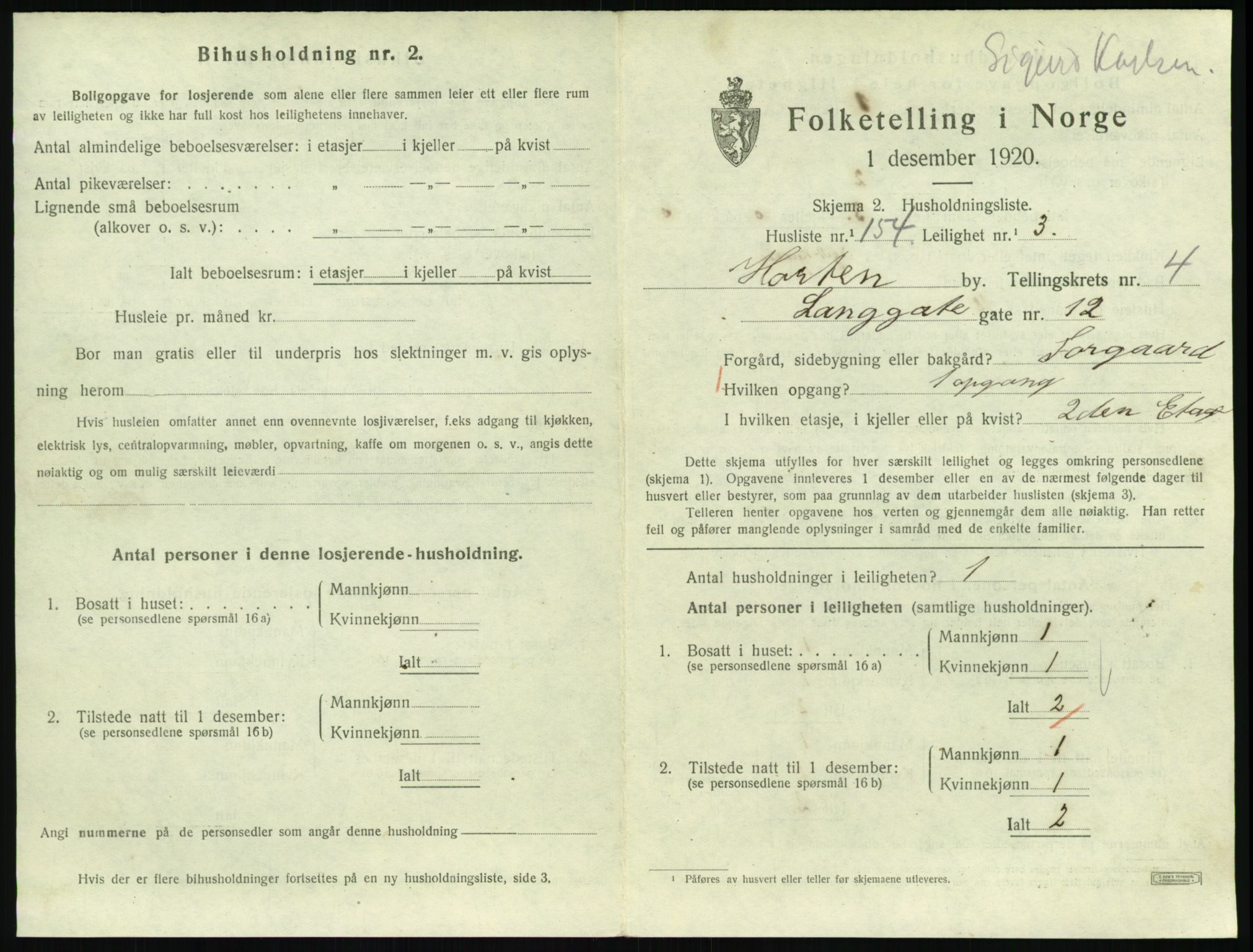 SAKO, 1920 census for Horten, 1920, p. 5599