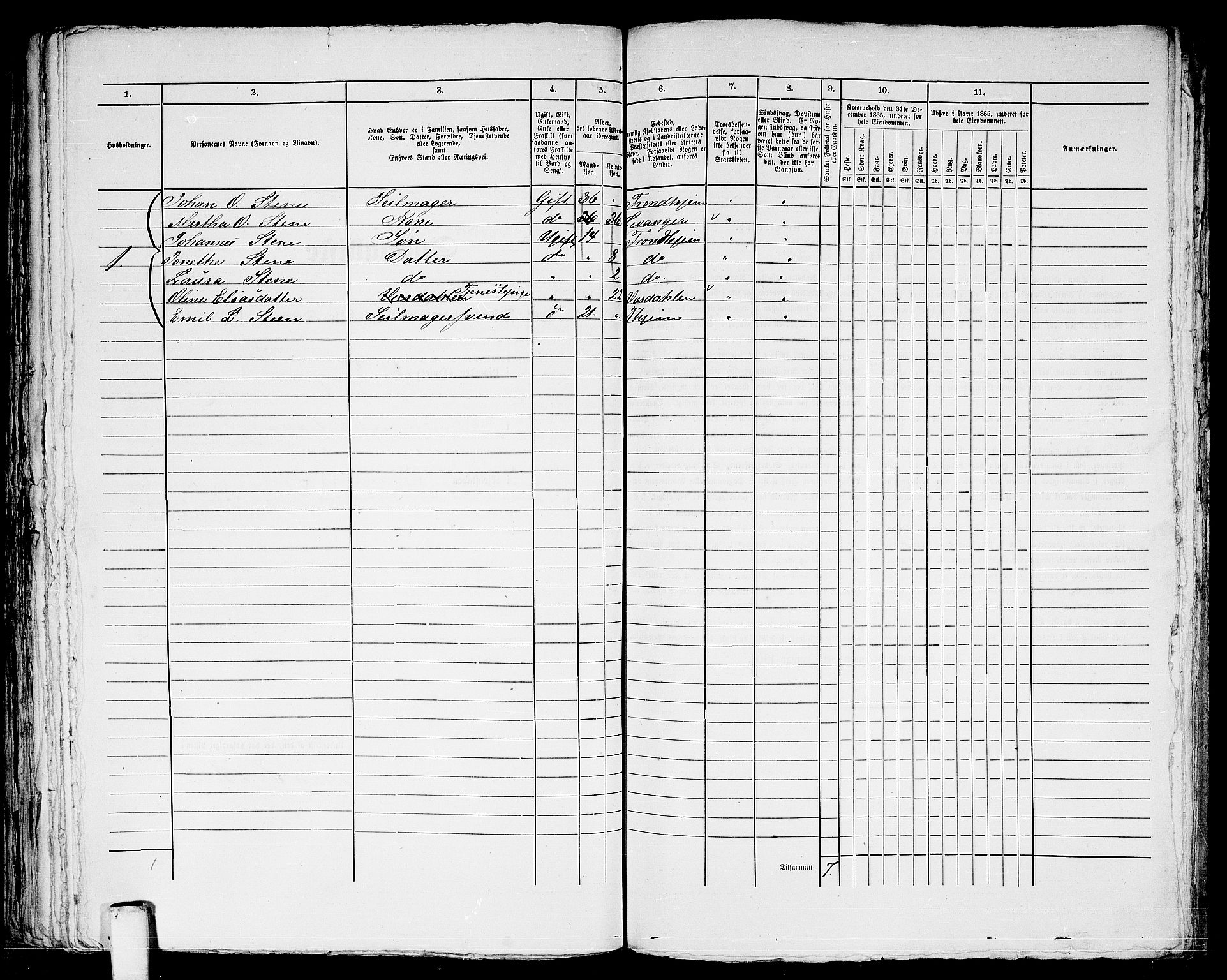 RA, 1865 census for Trondheim, 1865, p. 832