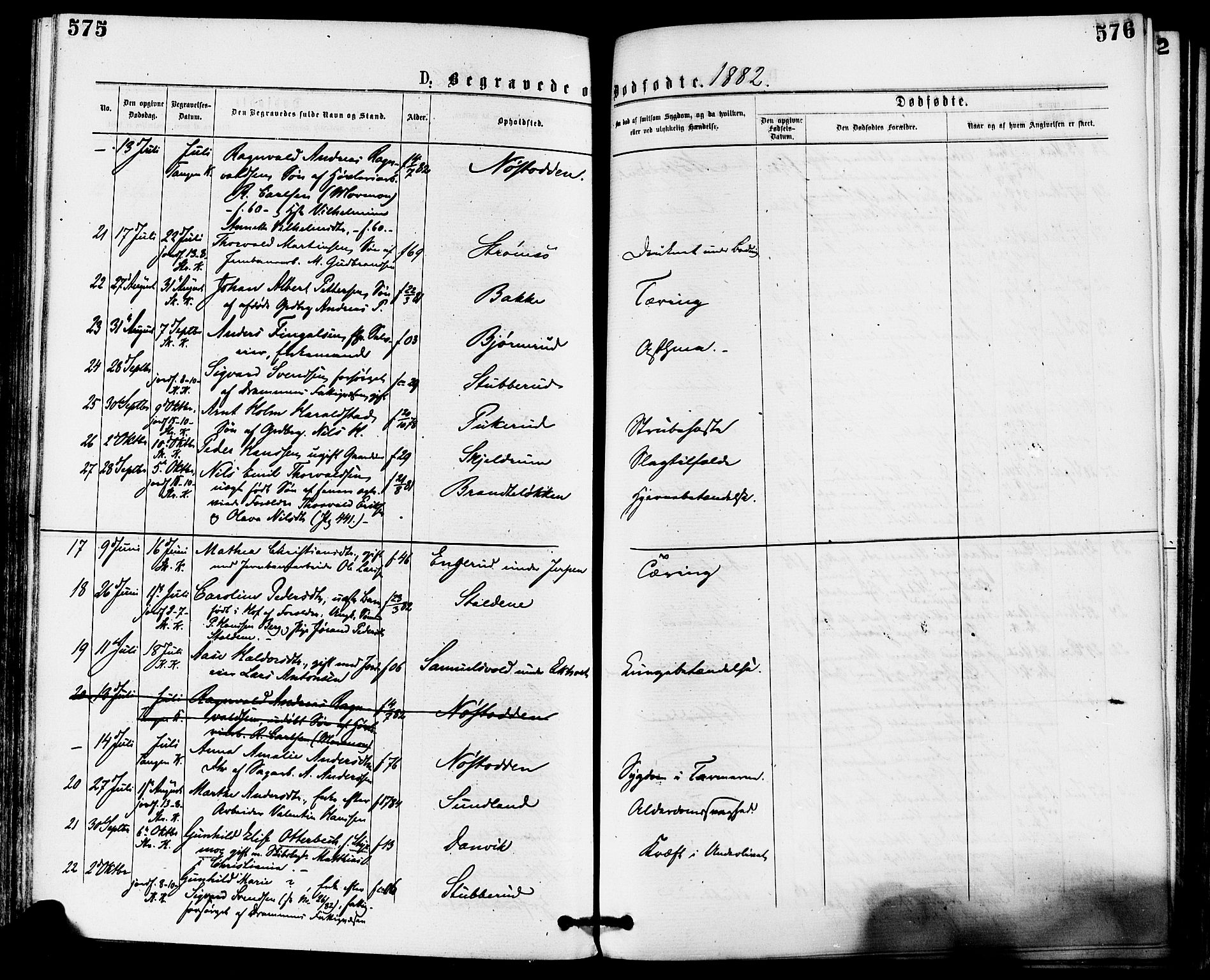 Skoger kirkebøker, AV/SAKO-A-59/F/Fa/L0005: Parish register (official) no. I 5, 1873-1884, p. 575-576