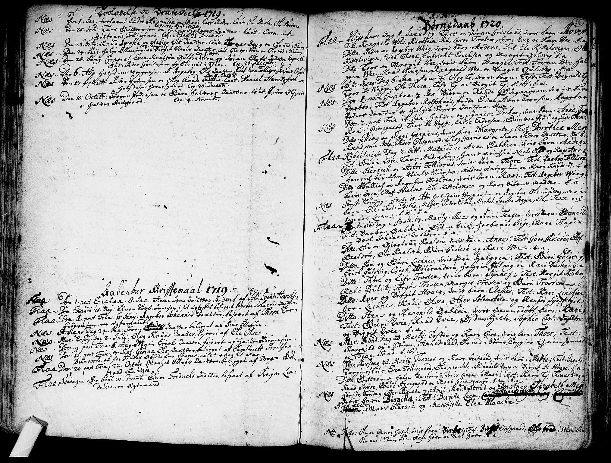 Nes kirkebøker, SAKO/A-236/F/Fa/L0002: Parish register (official) no. 2, 1707-1759, p. 56