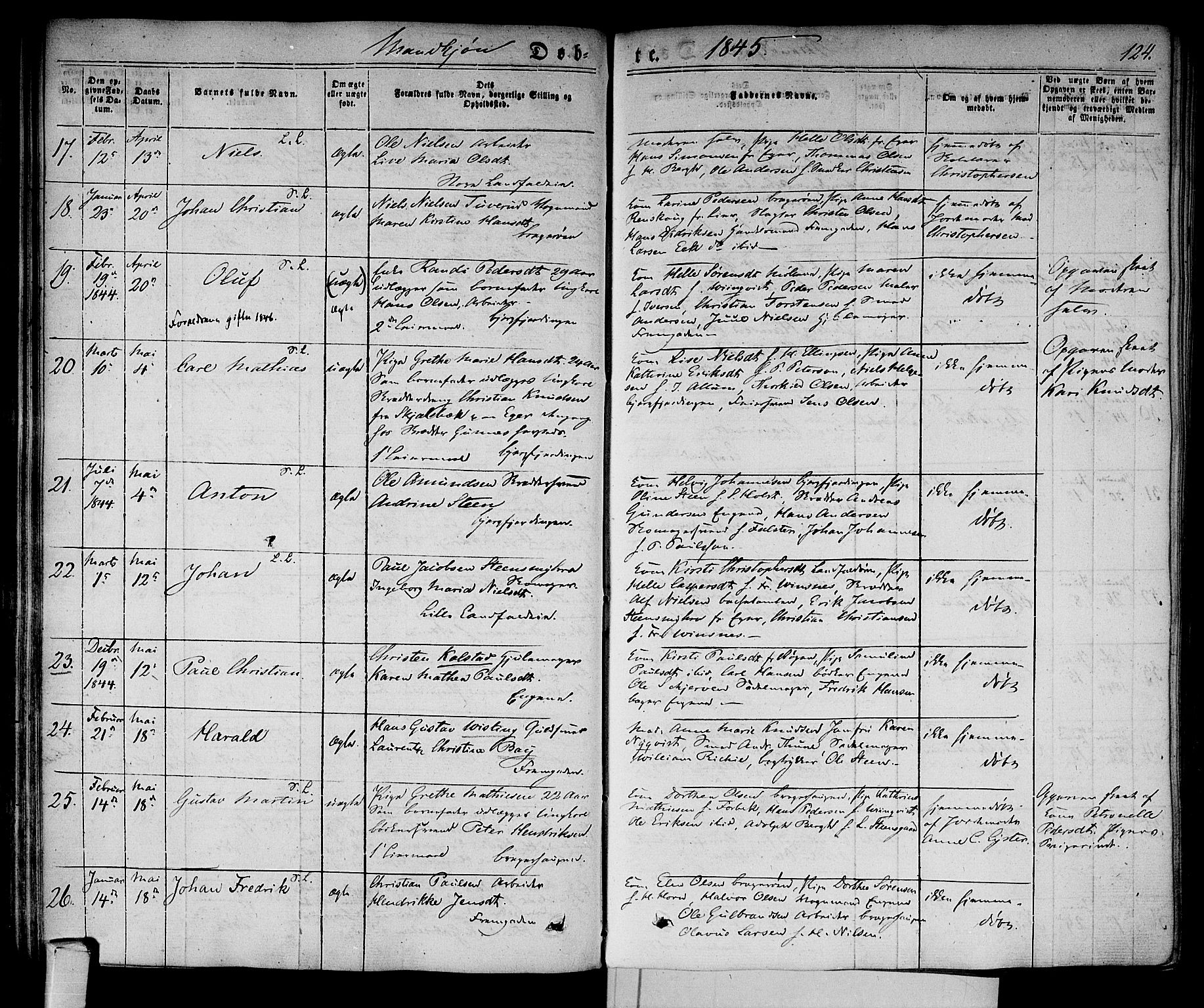 Bragernes kirkebøker, SAKO/A-6/F/Fb/L0001: Parish register (official) no. II 1, 1830-1847, p. 124