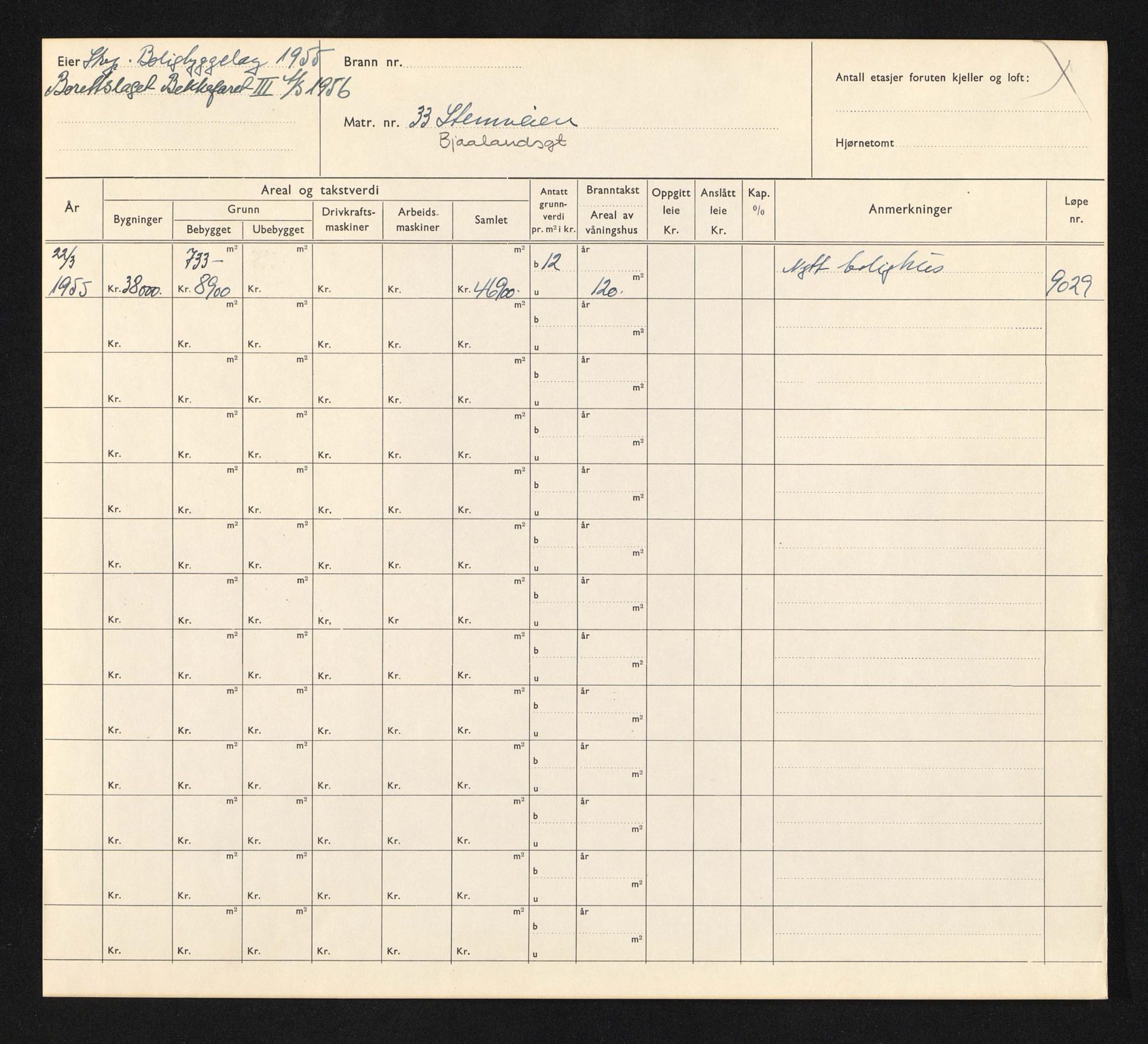 Stavanger kommune. Skattetakstvesenet, BYST/A-0440/F/Fa/Faa/L0040/0007: Skattetakstkort / Stemveien 31 - Stiftelsesgata - Stokkaveien 6