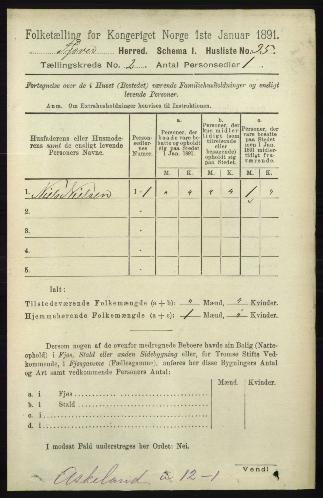 RA, 1891 census for 1146 Tysvær, 1891, p. 696