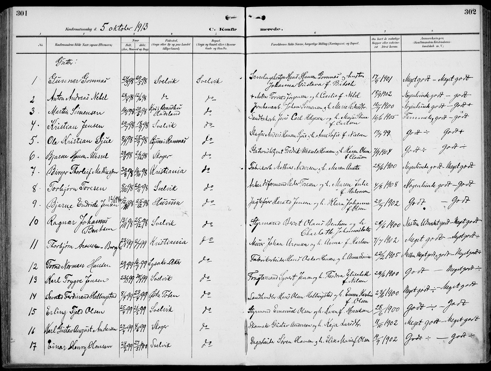 Strømm kirkebøker, SAKO/A-322/F/Fb/L0002: Parish register (official) no. II 2, 1900-1919, p. 301-302