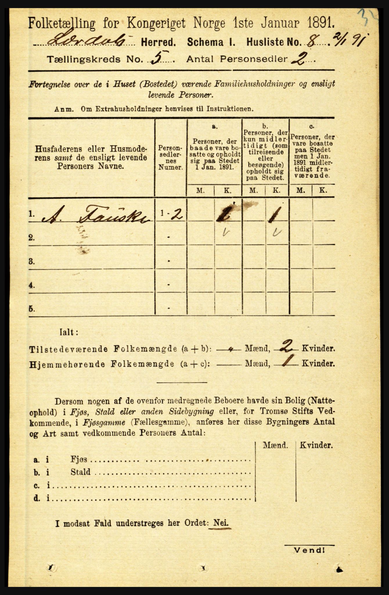 RA, 1891 census for 1422 Lærdal, 1891, p. 31