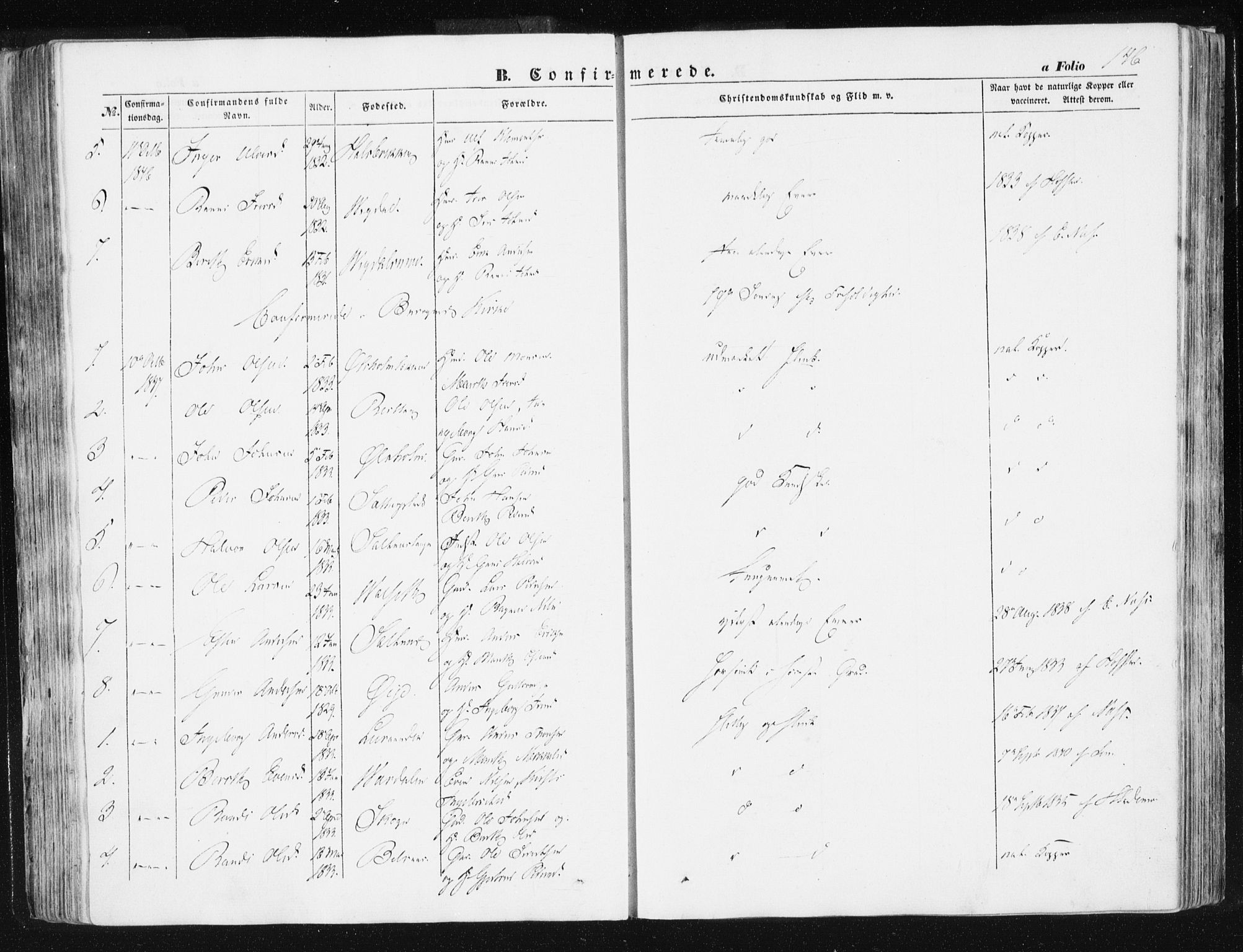 Ministerialprotokoller, klokkerbøker og fødselsregistre - Sør-Trøndelag, AV/SAT-A-1456/612/L0376: Parish register (official) no. 612A08, 1846-1859, p. 146