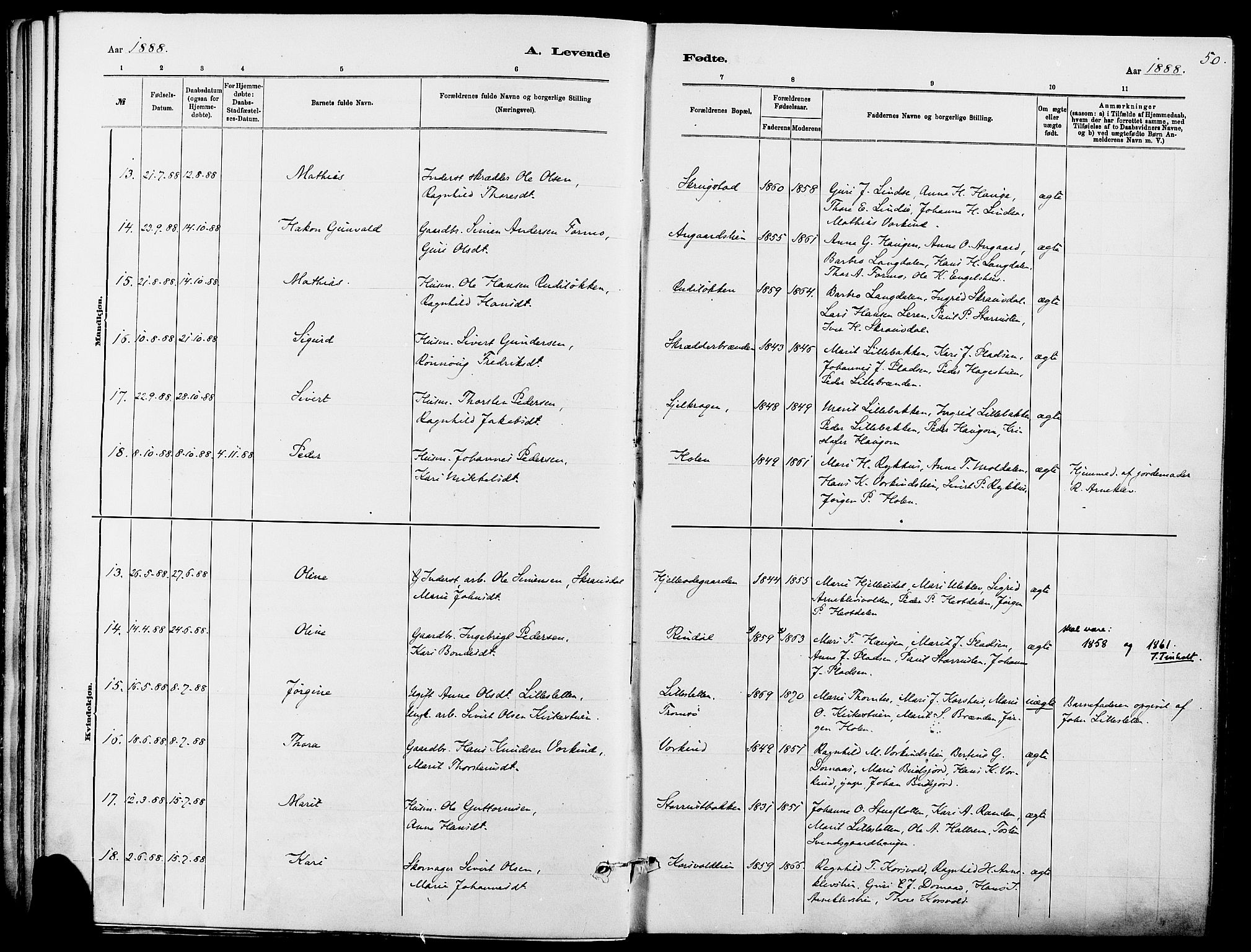 Dovre prestekontor, AV/SAH-PREST-066/H/Ha/Haa/L0002: Parish register (official) no. 2, 1879-1890, p. 50