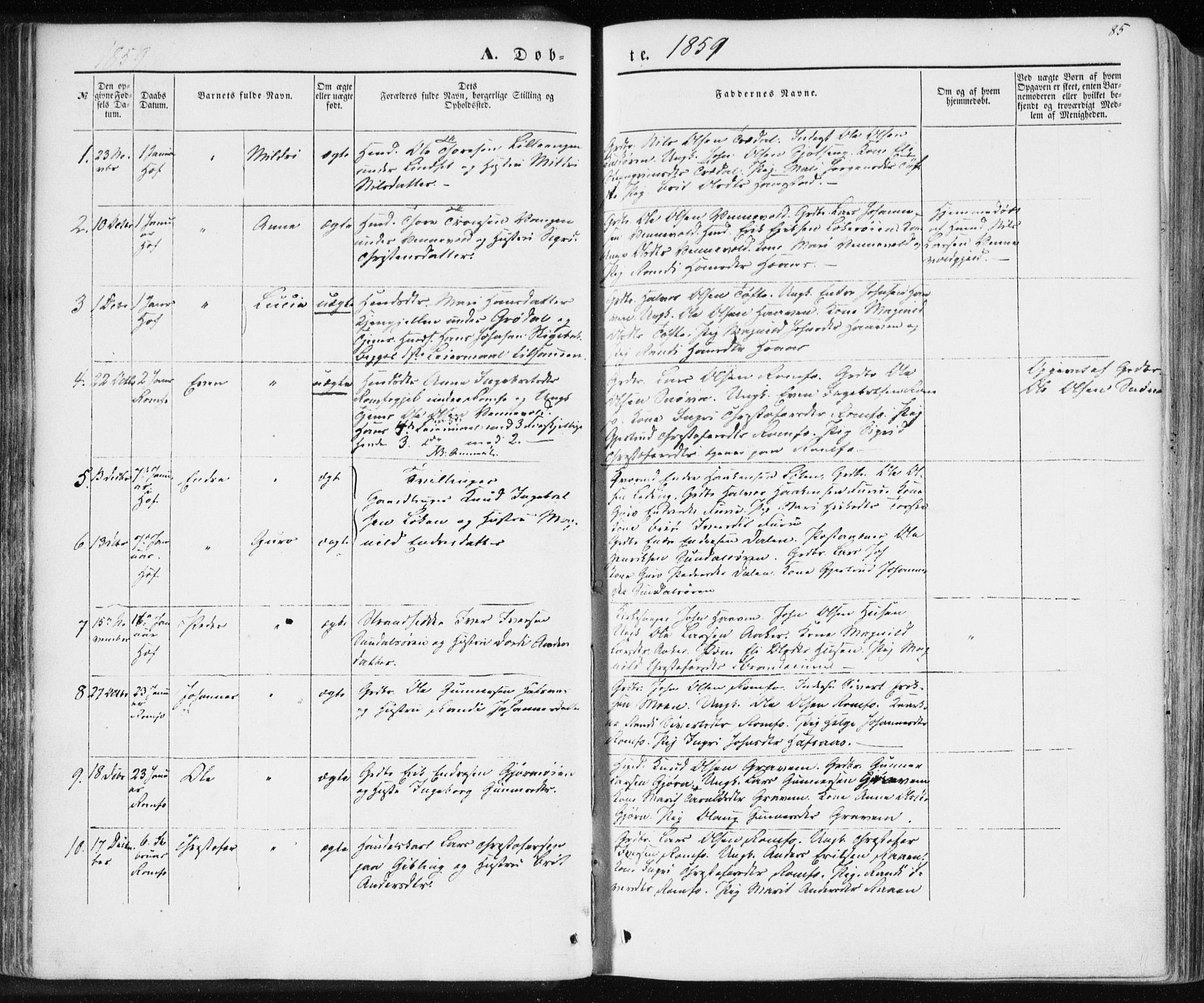 Ministerialprotokoller, klokkerbøker og fødselsregistre - Møre og Romsdal, SAT/A-1454/590/L1013: Parish register (official) no. 590A05, 1847-1877, p. 85