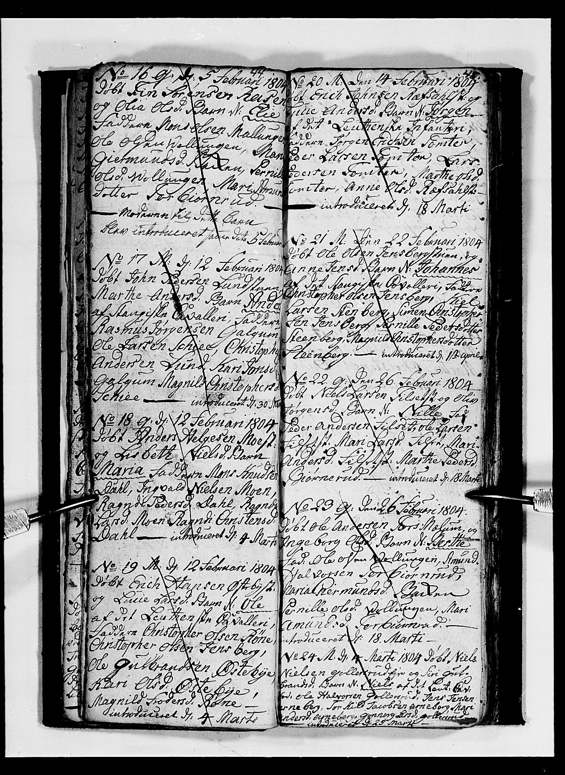 Romedal prestekontor, SAH/PREST-004/L/L0003: Parish register (copy) no. 3, 1801-1806, p. 44-45