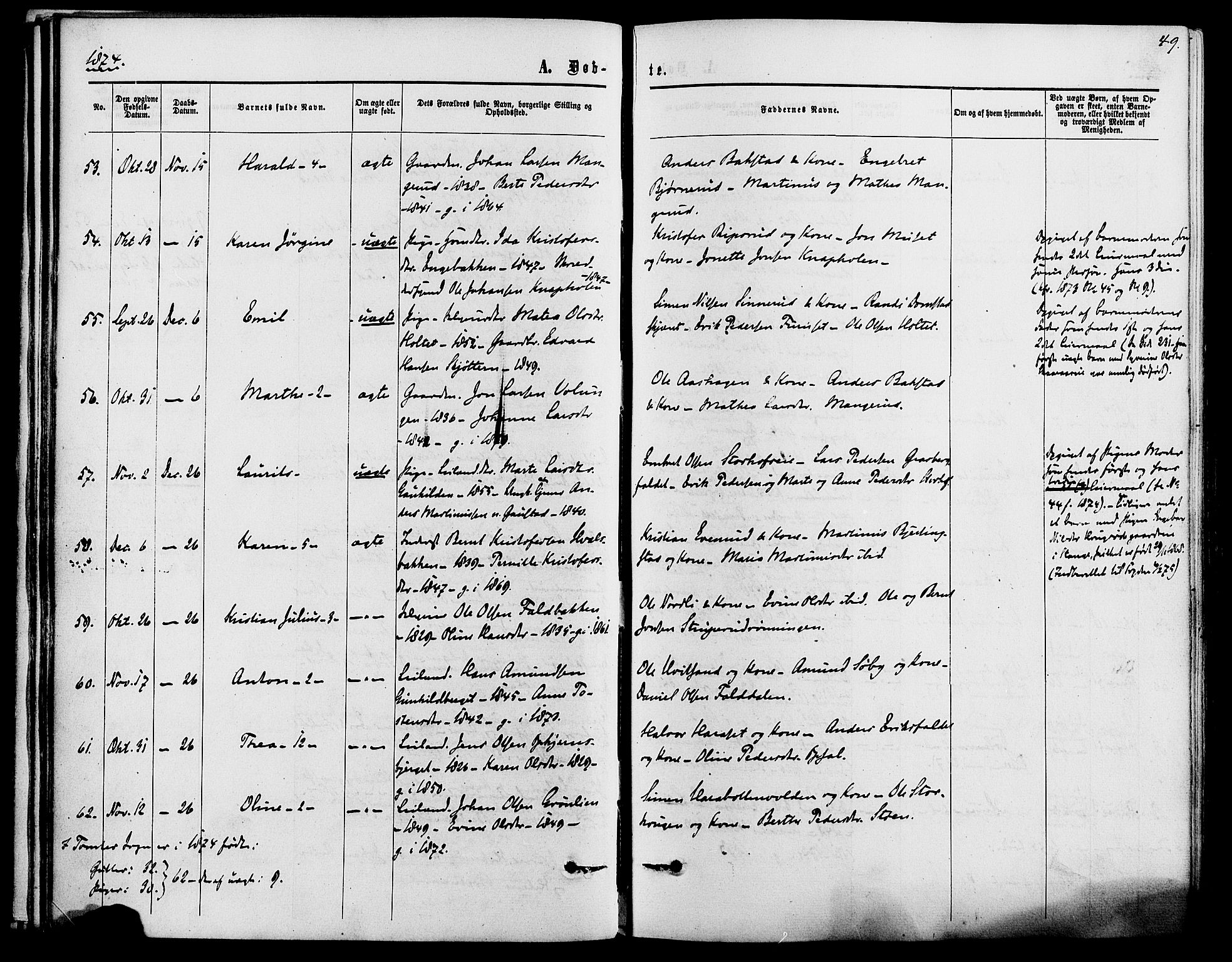 Romedal prestekontor, SAH/PREST-004/K/L0006: Parish register (official) no. 6, 1866-1886, p. 49