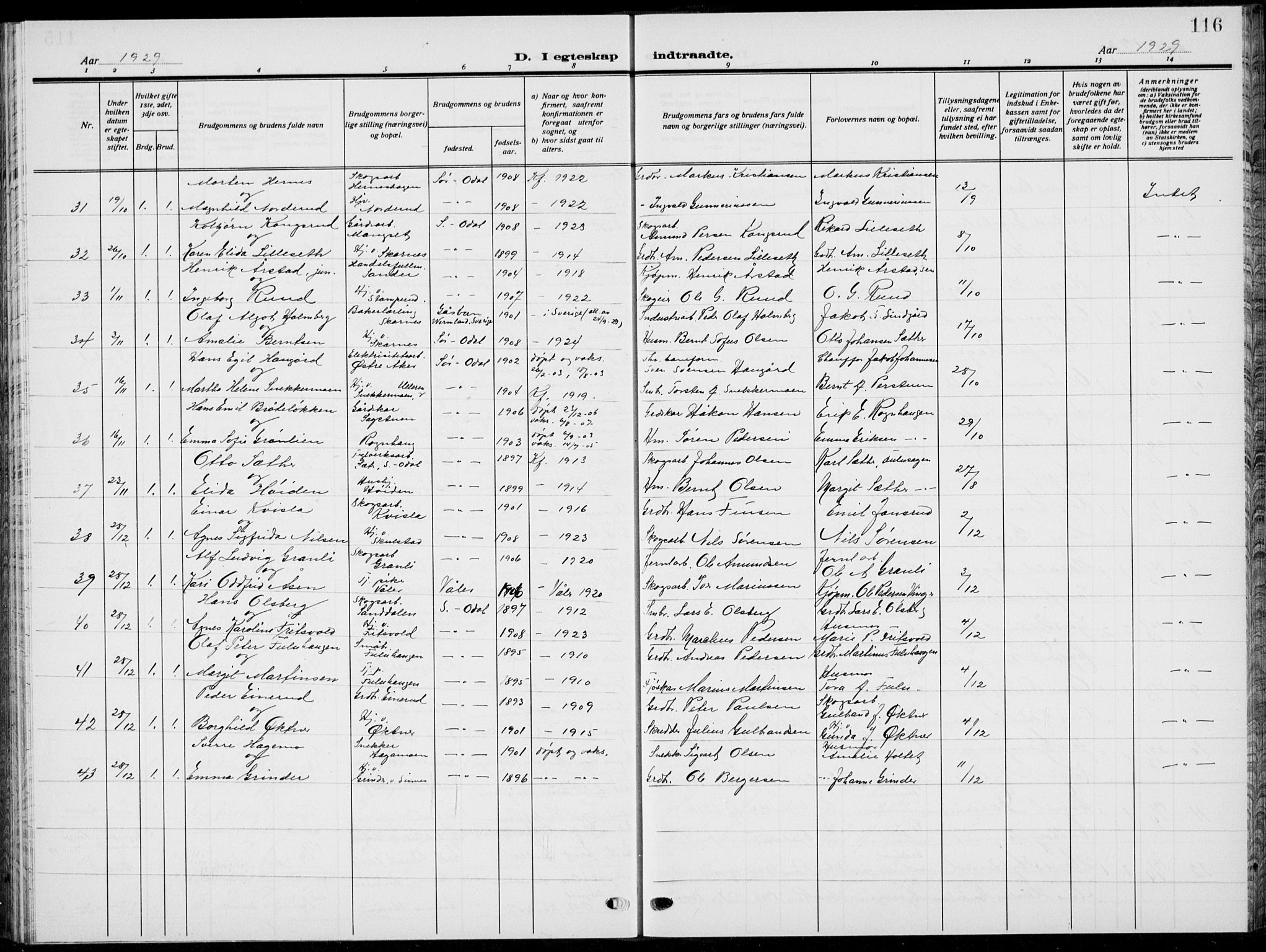 Sør-Odal prestekontor, AV/SAH-PREST-030/H/Ha/Hab/L0011: Parish register (copy) no. 11, 1922-1939, p. 116