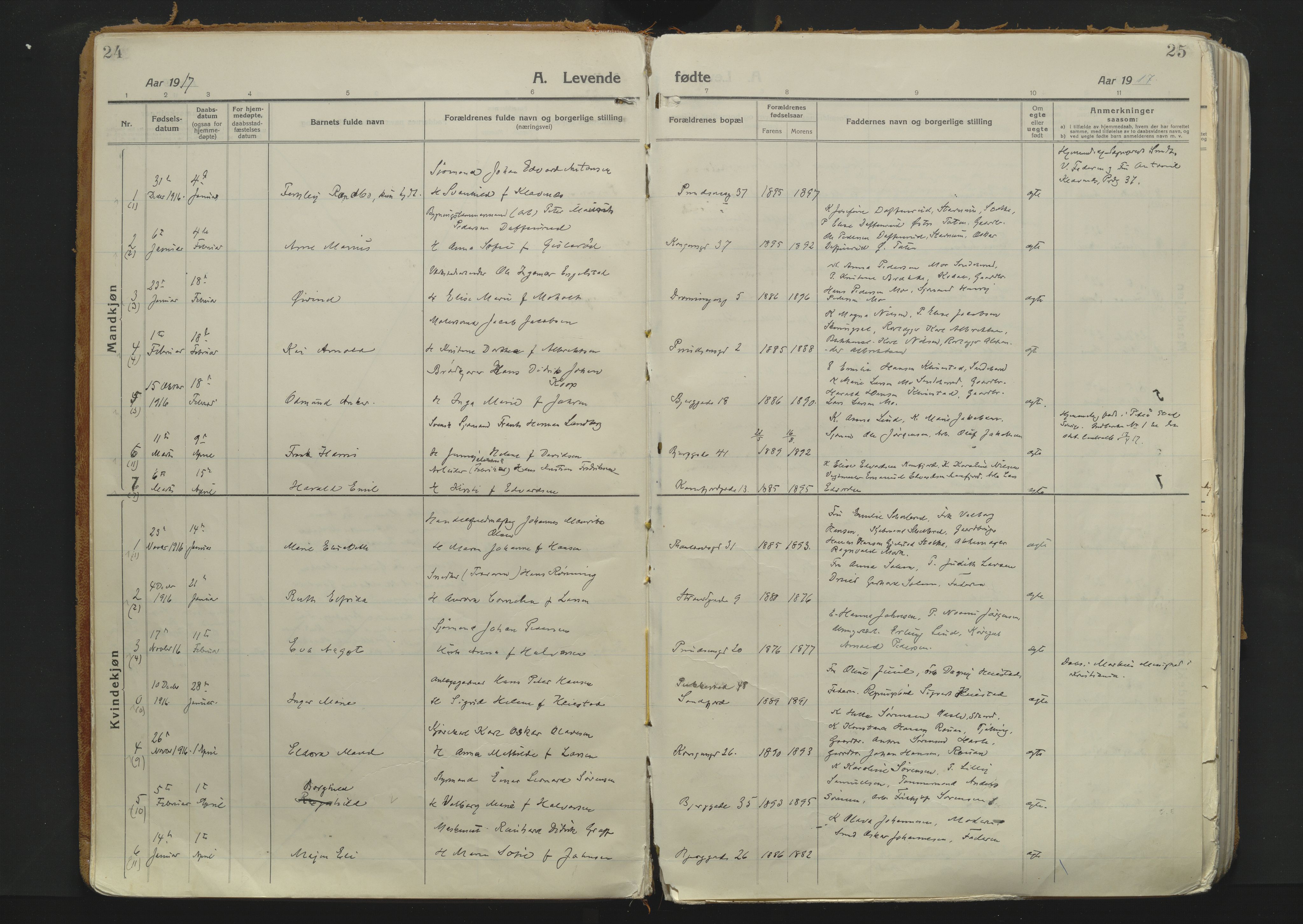 Sandefjord kirkebøker, SAKO/A-315/F/Fa/L0007: Parish register (official) no. 7, 1916-1930, p. 24-25