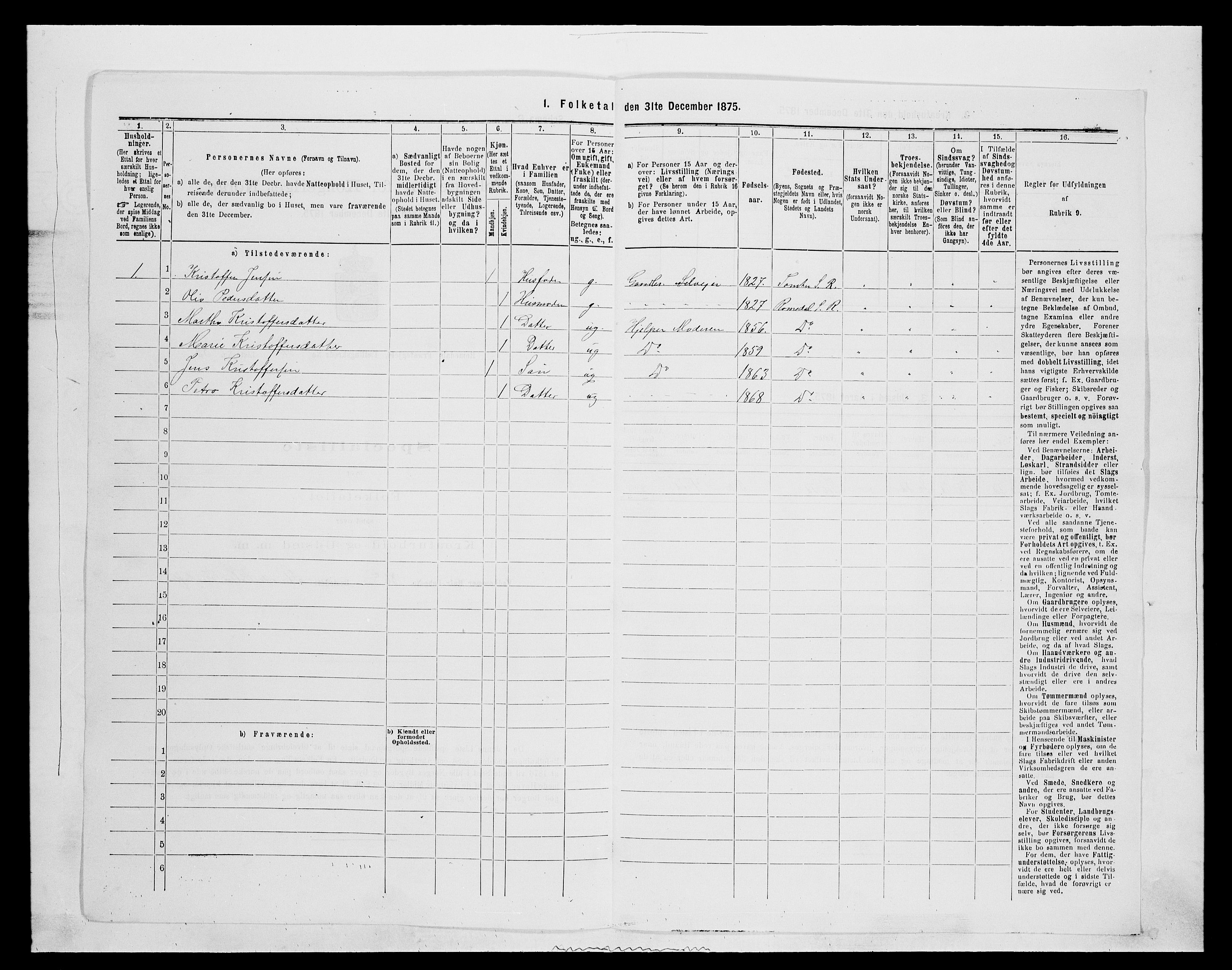 SAH, 1875 census for 0416P Romedal, 1875, p. 1710