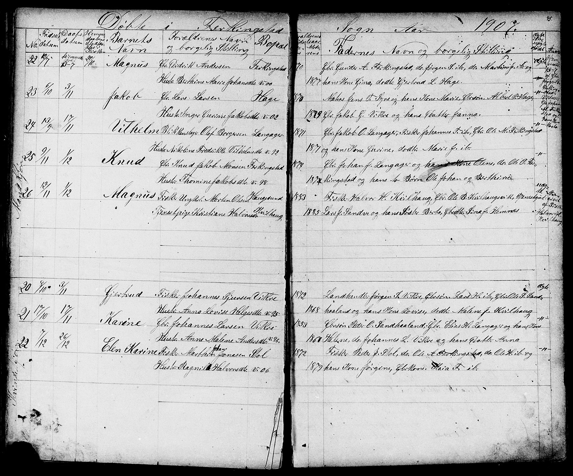 Skudenes sokneprestkontor, AV/SAST-A -101849/H/Ha/Hab/L0006: Parish register (copy) no. B 6, 1874-1908, p. 95