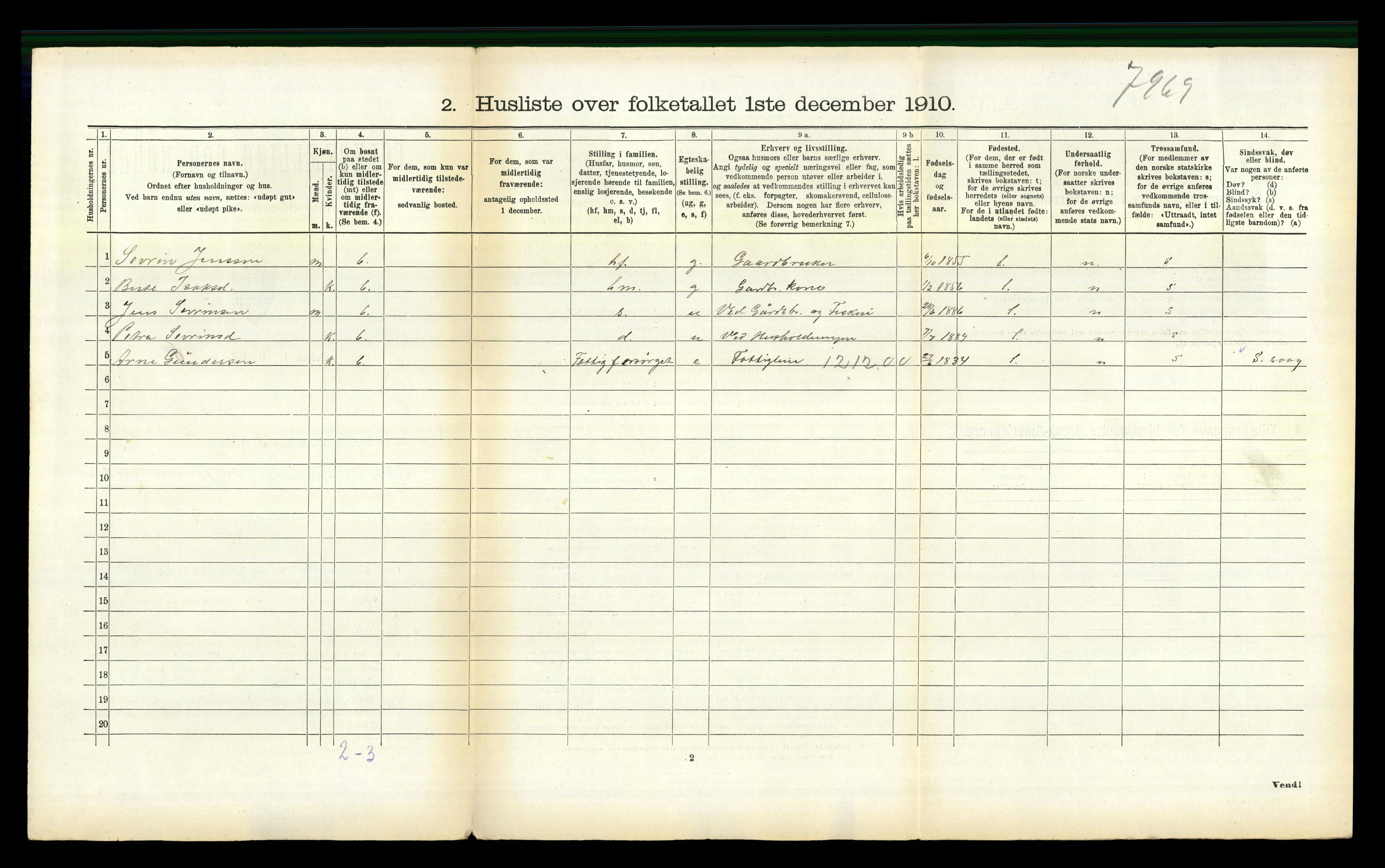 RA, 1910 census for Vanylven, 1910, p. 380