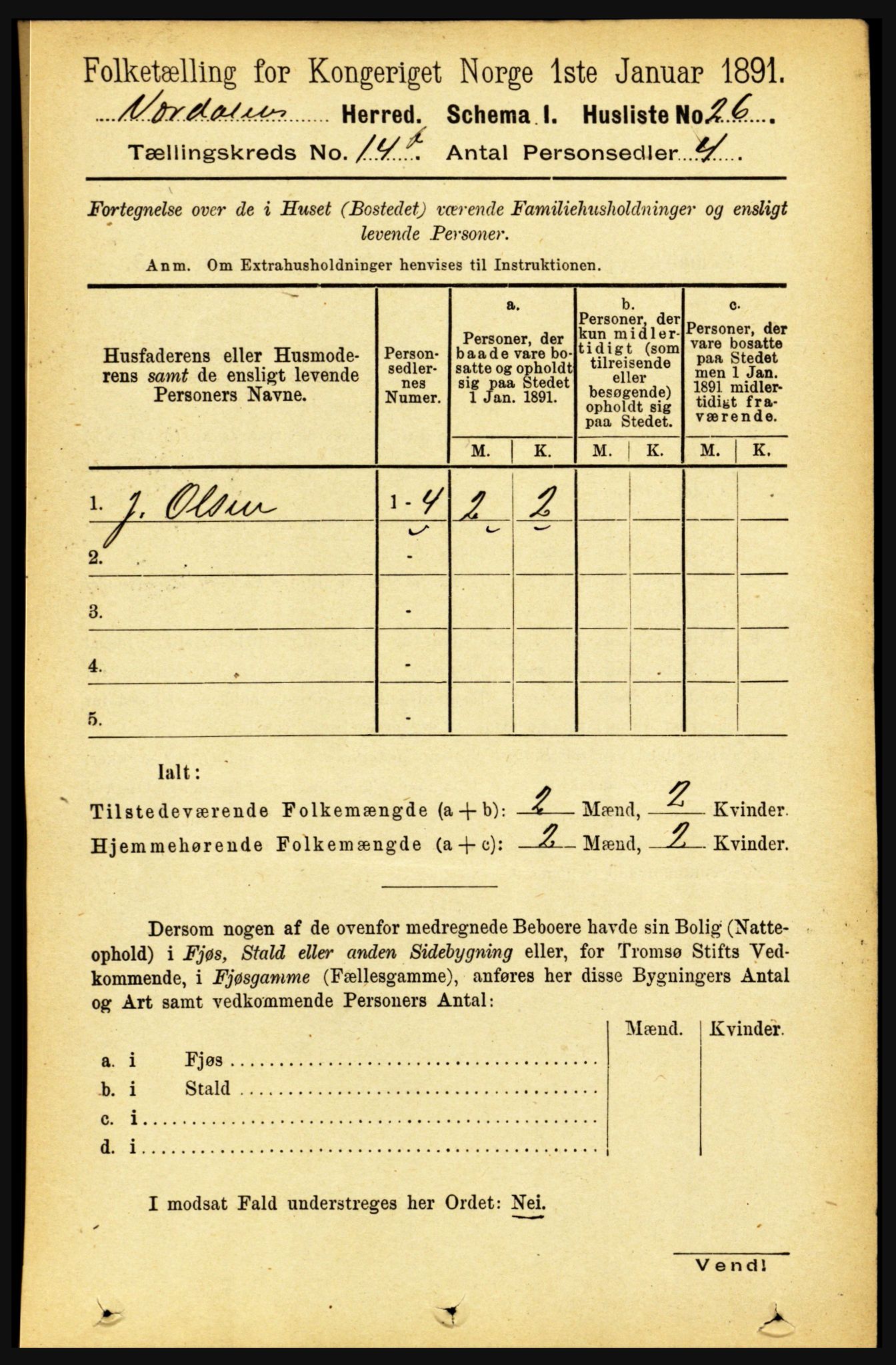 RA, 1891 census for 1721 Verdal, 1891, p. 7349