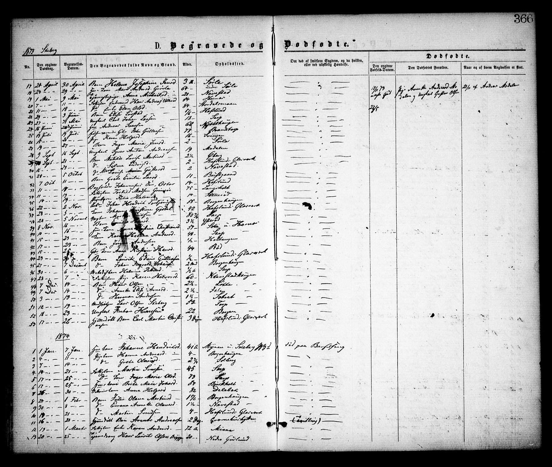 Skjeberg prestekontor Kirkebøker, AV/SAO-A-10923/F/Fa/L0008: Parish register (official) no. I 8, 1869-1885, p. 366