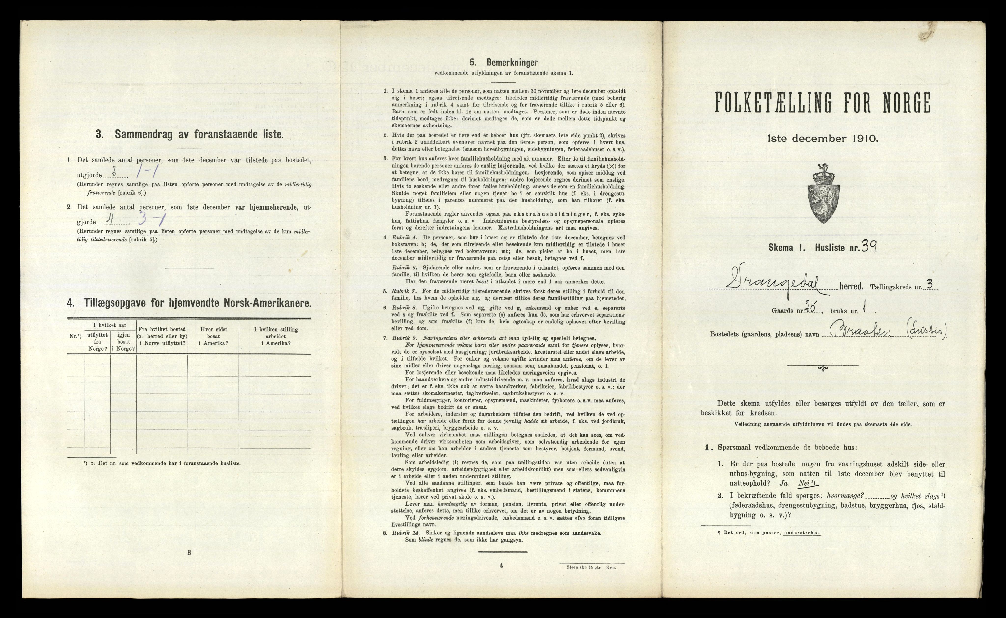 RA, 1910 census for Drangedal, 1910, p. 353