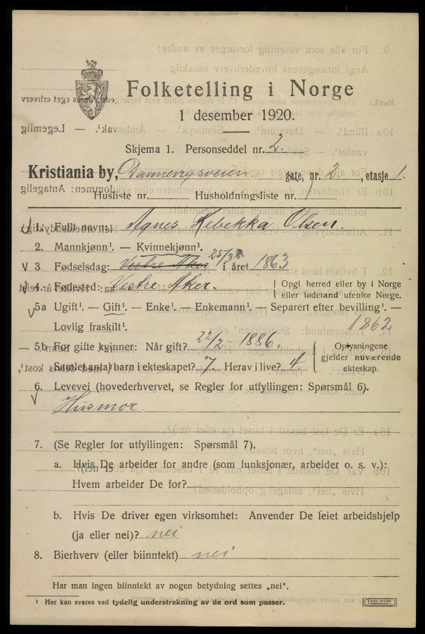 SAO, 1920 census for Kristiania, 1920, p. 196057