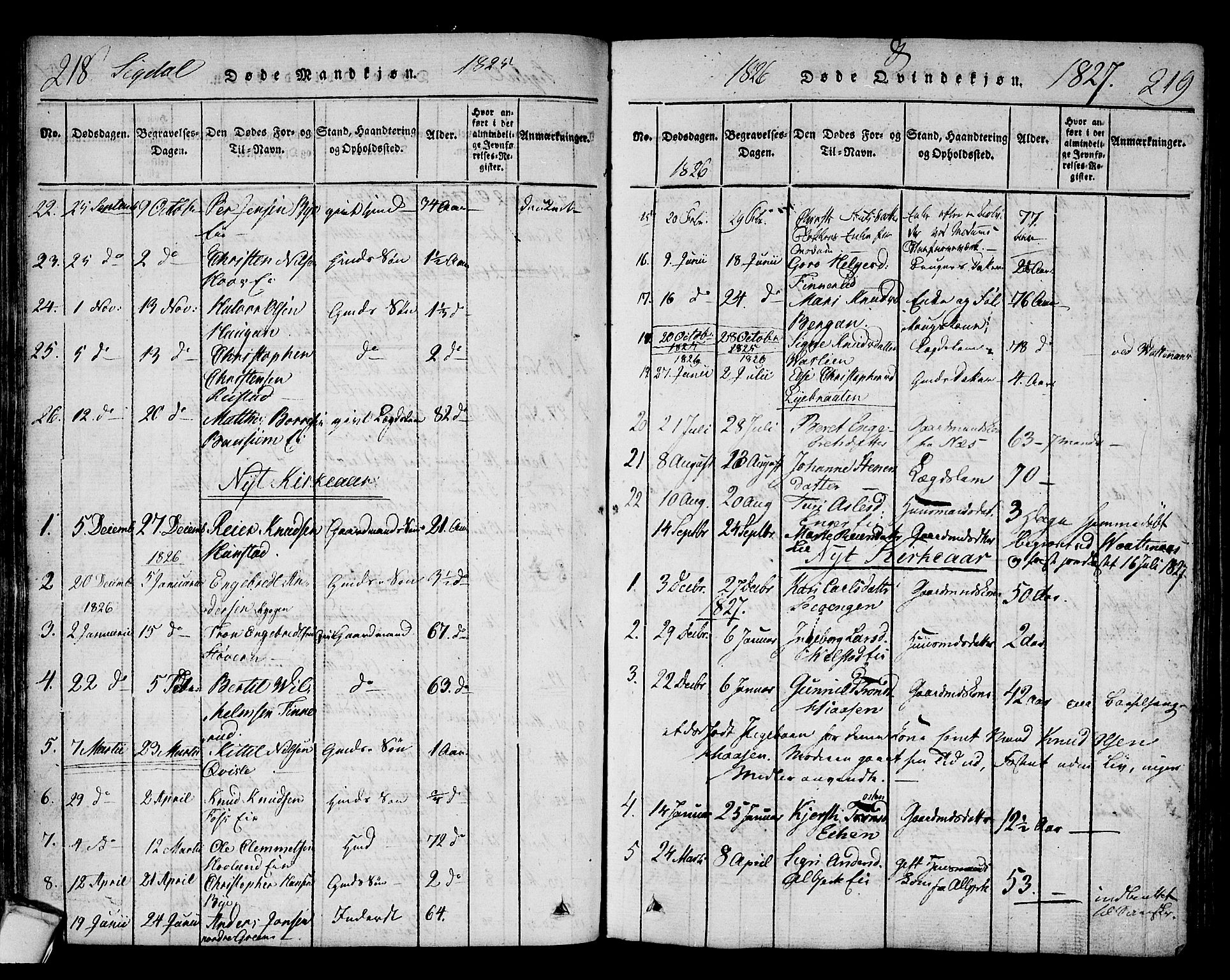 Sigdal kirkebøker, AV/SAKO-A-245/F/Fa/L0005: Parish register (official) no. I 5 /1, 1815-1829, p. 218-219