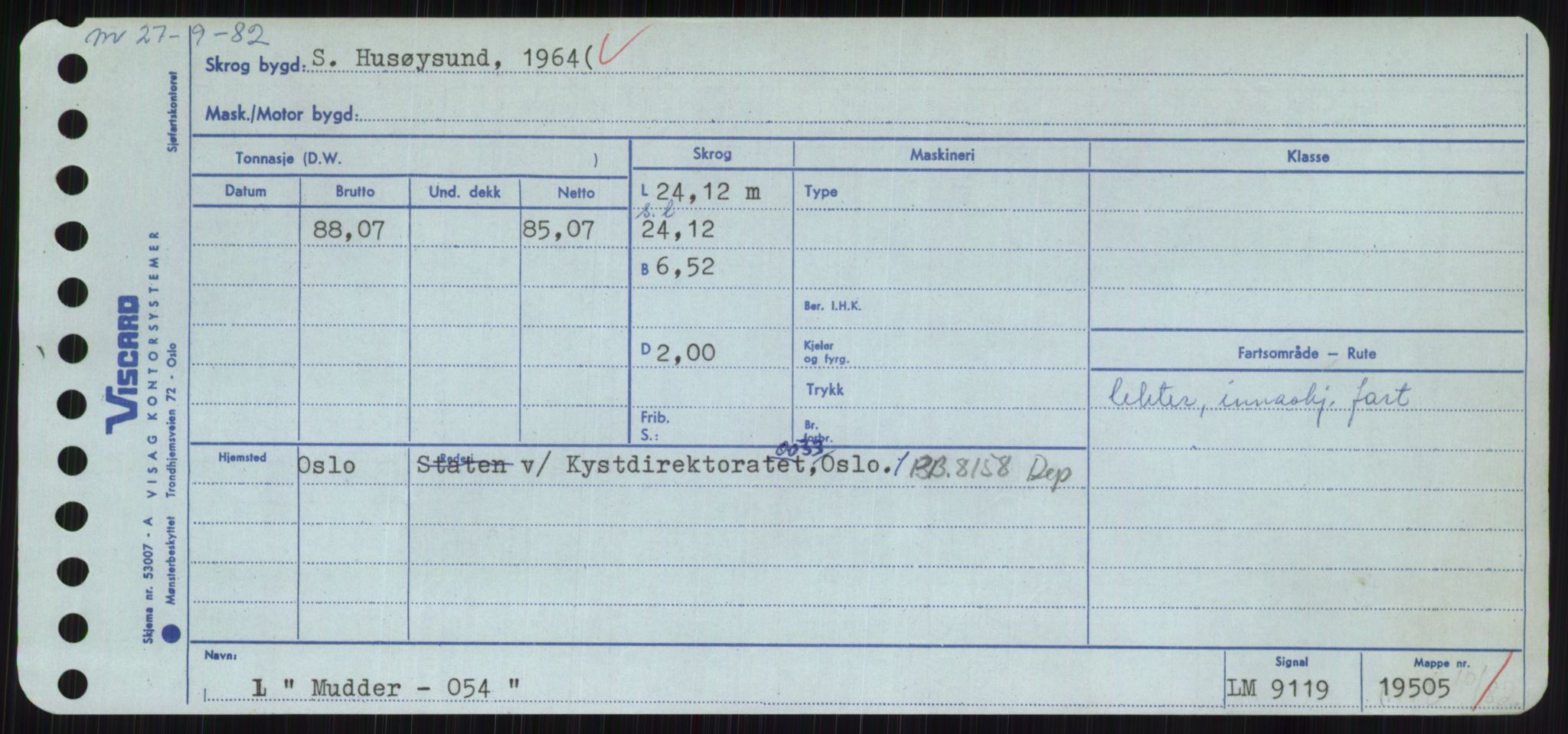 Sjøfartsdirektoratet med forløpere, Skipsmålingen, RA/S-1627/H/Hc/L0001: Lektere, A-Y, p. 305