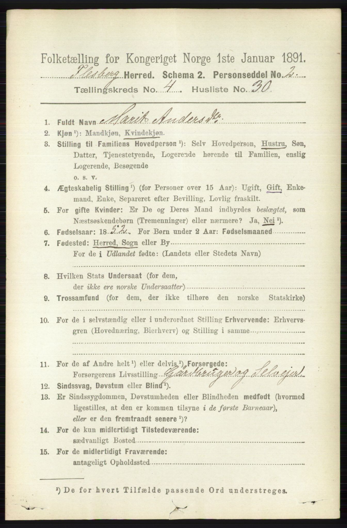 RA, 1891 census for 0631 Flesberg, 1891, p. 682