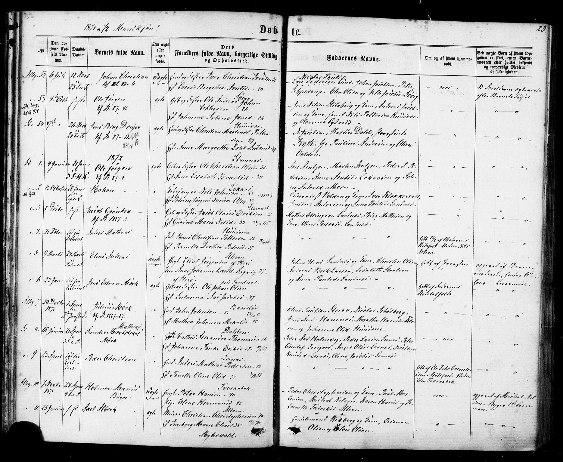 Ministerialprotokoller, klokkerbøker og fødselsregistre - Nordland, SAT/A-1459/830/L0449: Parish register (official) no. 830A13, 1866-1886, p. 23