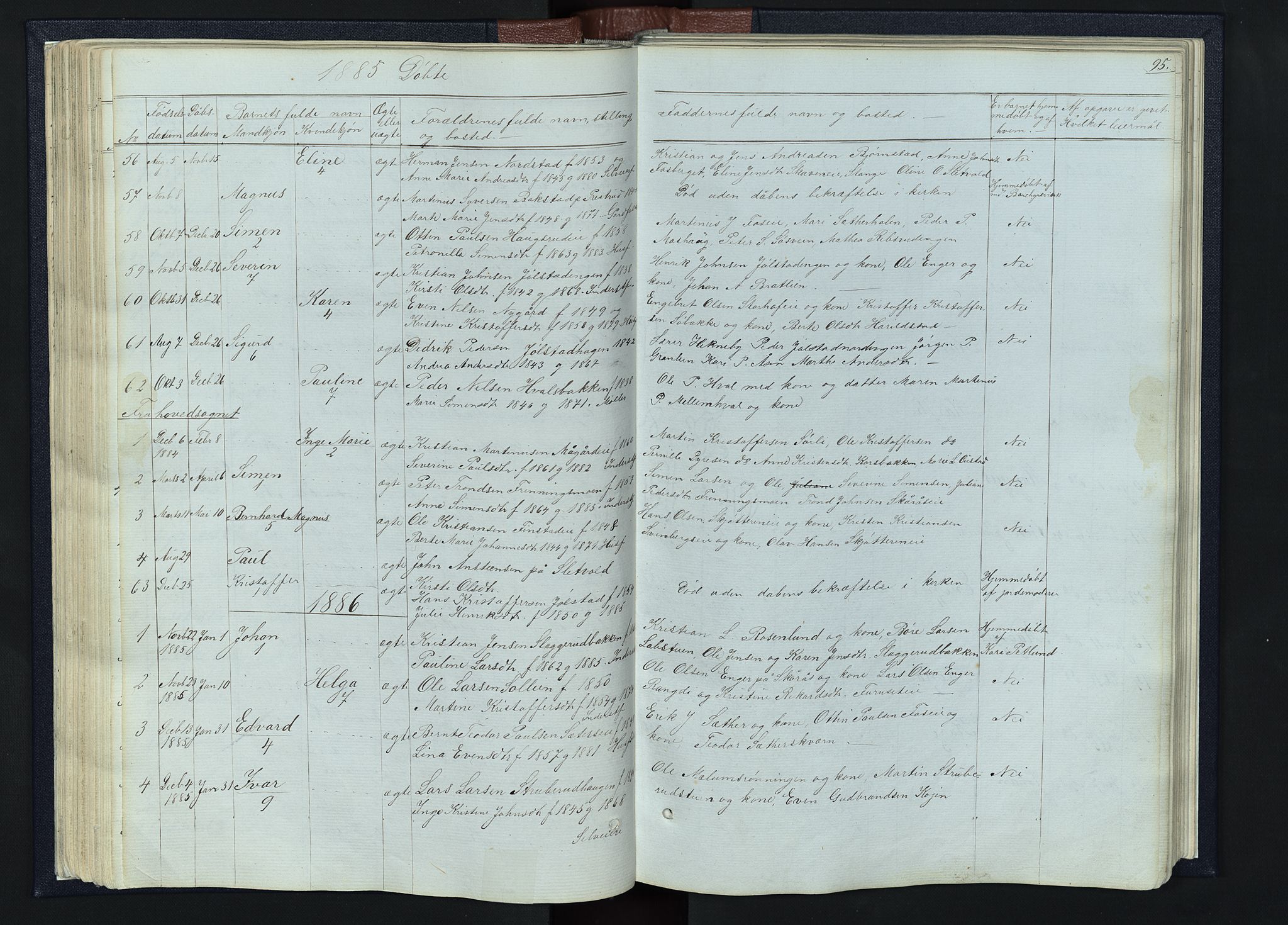 Romedal prestekontor, SAH/PREST-004/L/L0010: Parish register (copy) no. 10, 1860-1895, p. 95