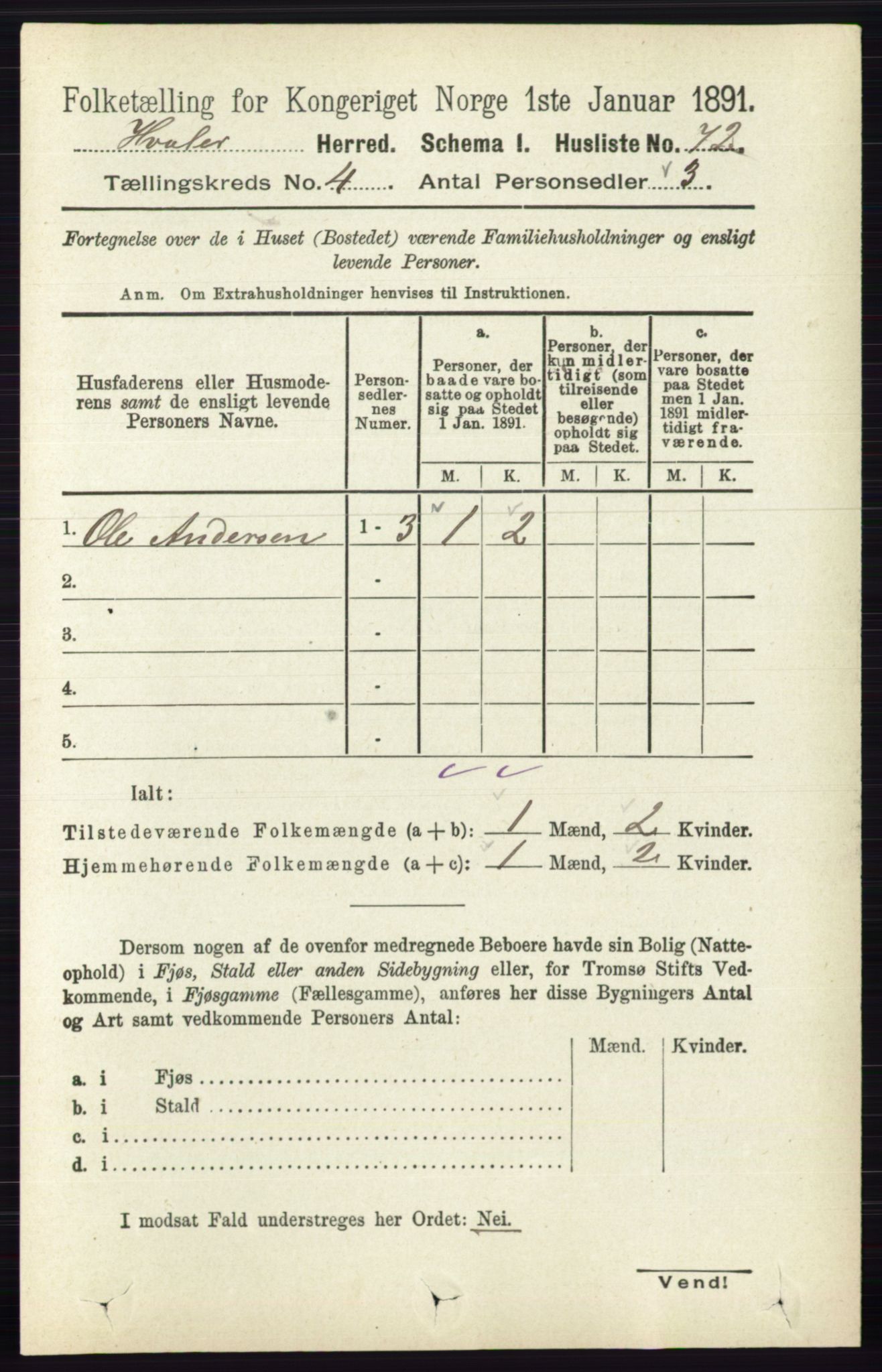 RA, 1891 census for 0111 Hvaler, 1891, p. 2634