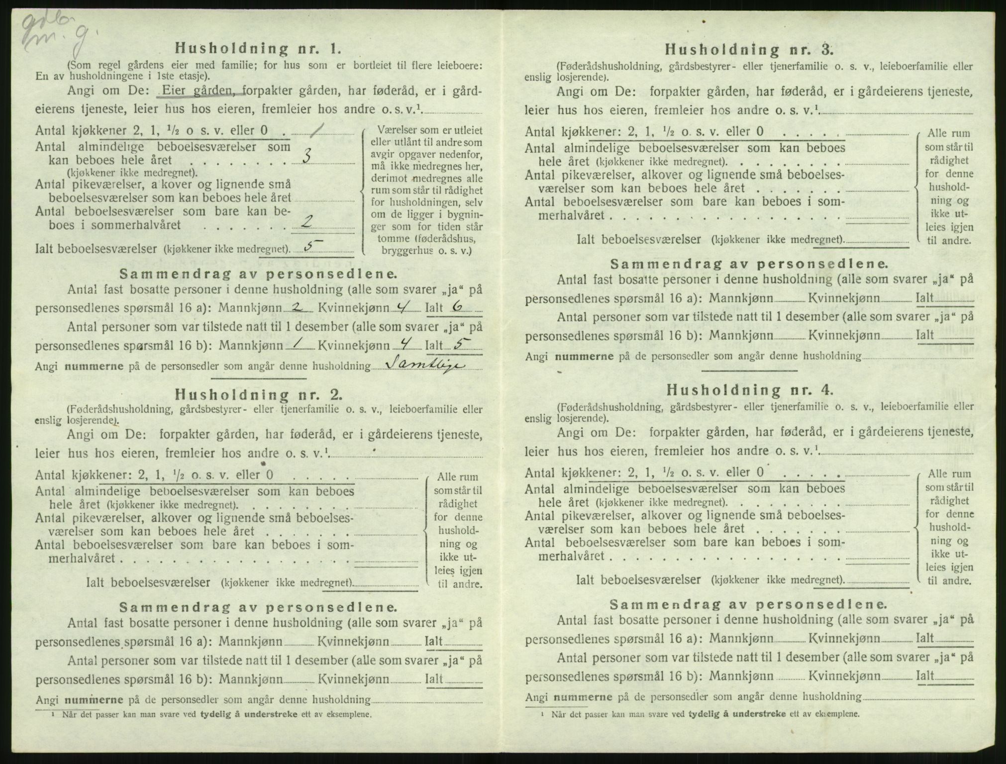 SAT, 1920 census for Volda, 1920, p. 849