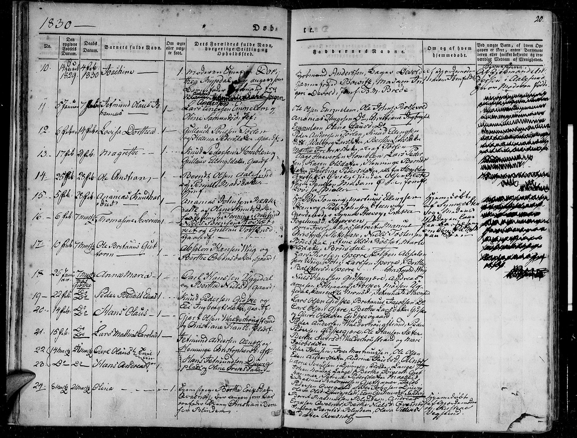 Ministerialprotokoller, klokkerbøker og fødselsregistre - Møre og Romsdal, AV/SAT-A-1454/528/L0395: Parish register (official) no. 528A06, 1828-1839, p. 20