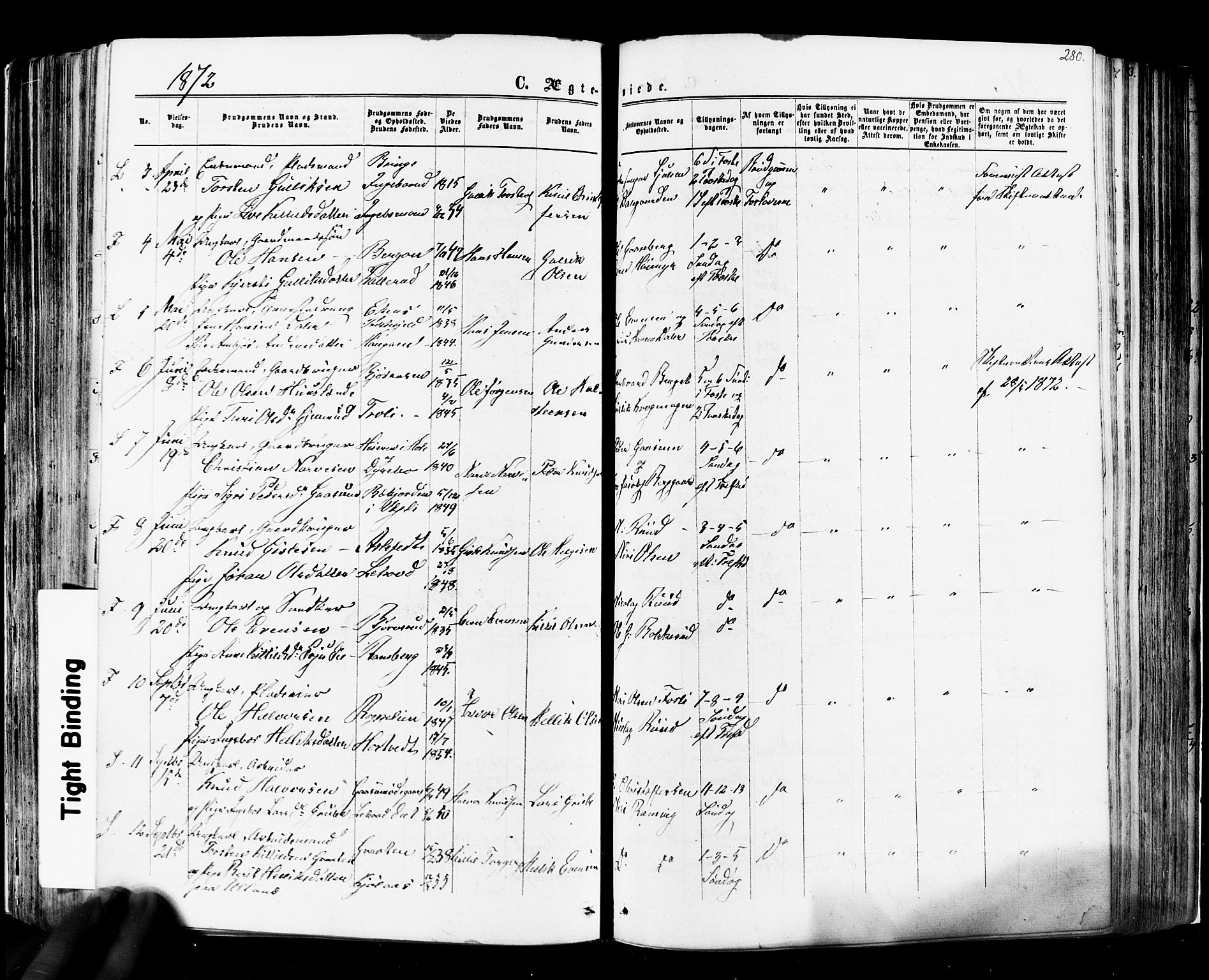 Flesberg kirkebøker, SAKO/A-18/F/Fa/L0007: Parish register (official) no. I 7, 1861-1878, p. 280