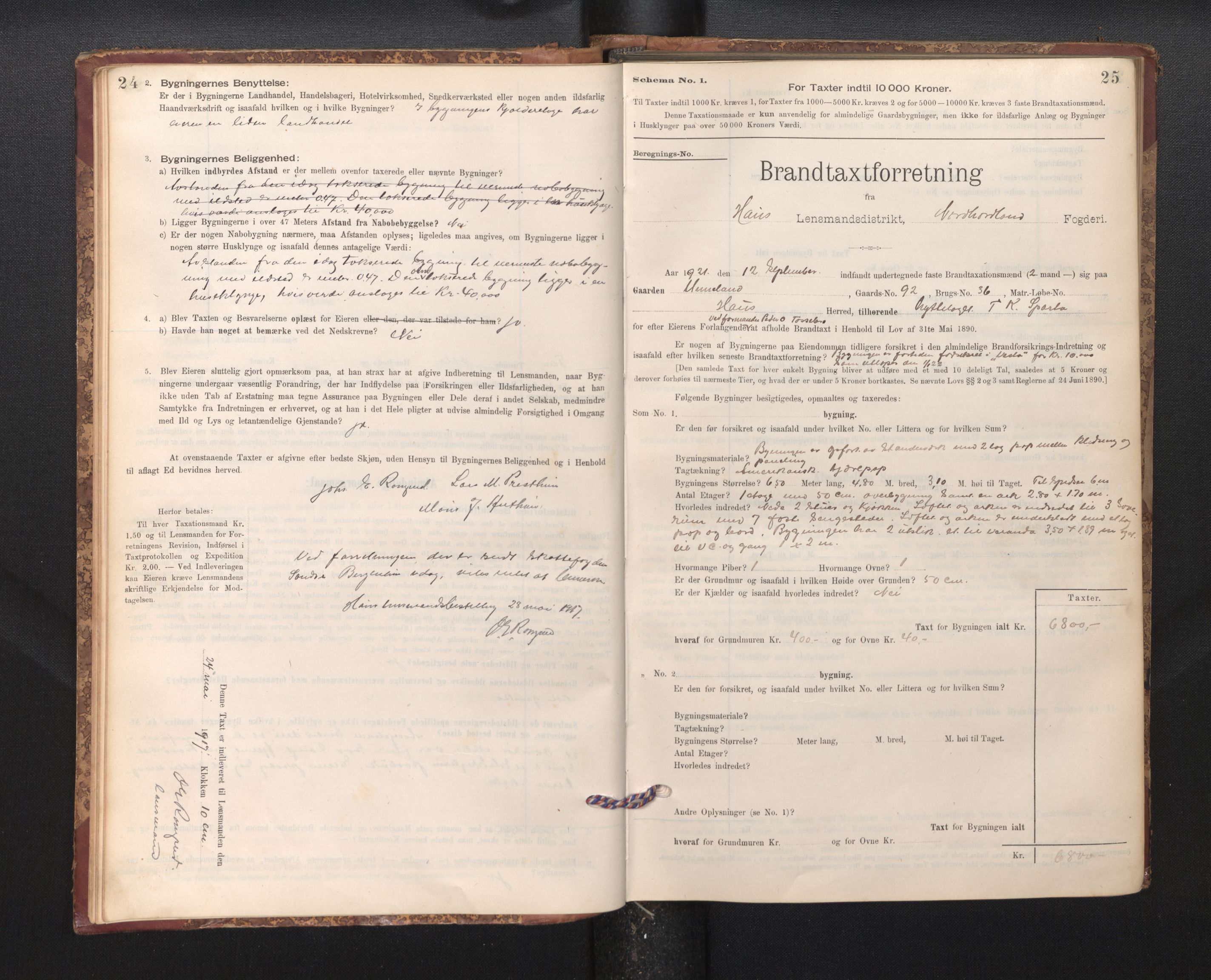 Lensmannen i Haus, SAB/A-32701/0012/L0006: Branntakstprotokoll, skjematakst, 1895-1941, p. 24-25