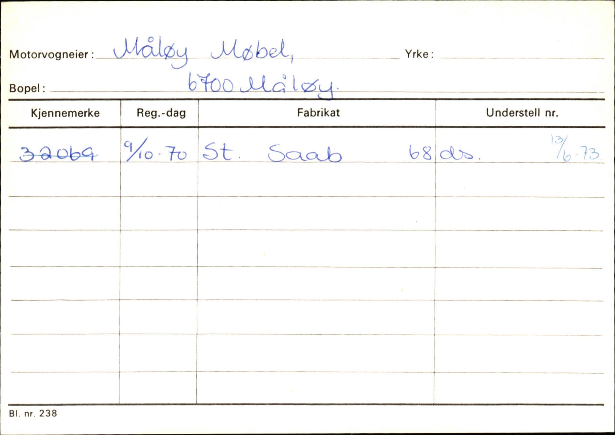 Statens vegvesen, Sogn og Fjordane vegkontor, AV/SAB-A-5301/4/F/L0144: Registerkort Vågsøy A-R, 1945-1975, p. 1974