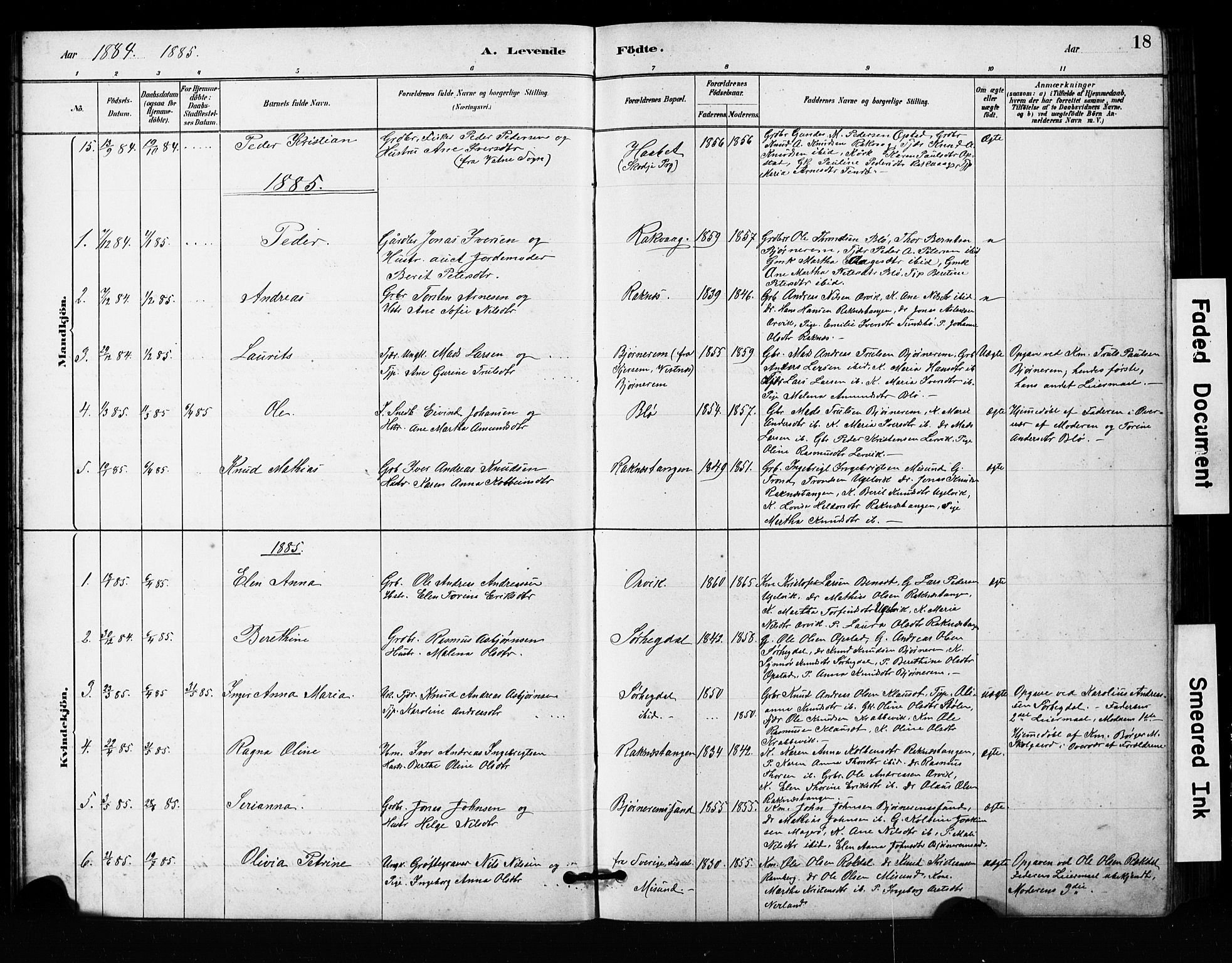 Ministerialprotokoller, klokkerbøker og fødselsregistre - Møre og Romsdal, AV/SAT-A-1454/563/L0737: Parish register (copy) no. 563C01, 1878-1916, p. 18