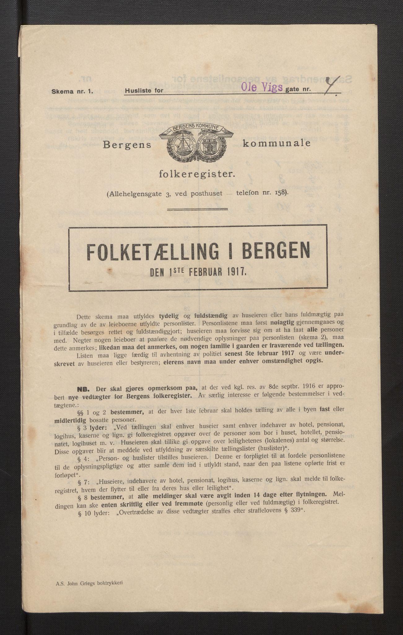 SAB, Municipal Census 1917 for Bergen, 1917, p. 29417