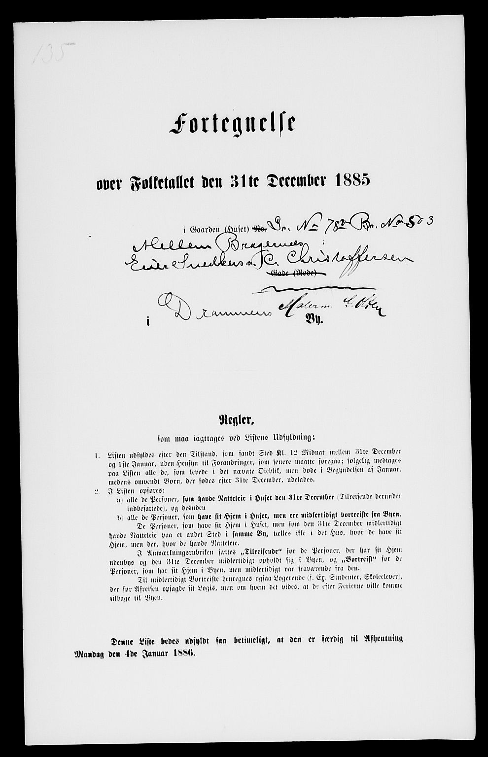 SAKO, 1885 census for 0602 Drammen, 1885, p. 2275