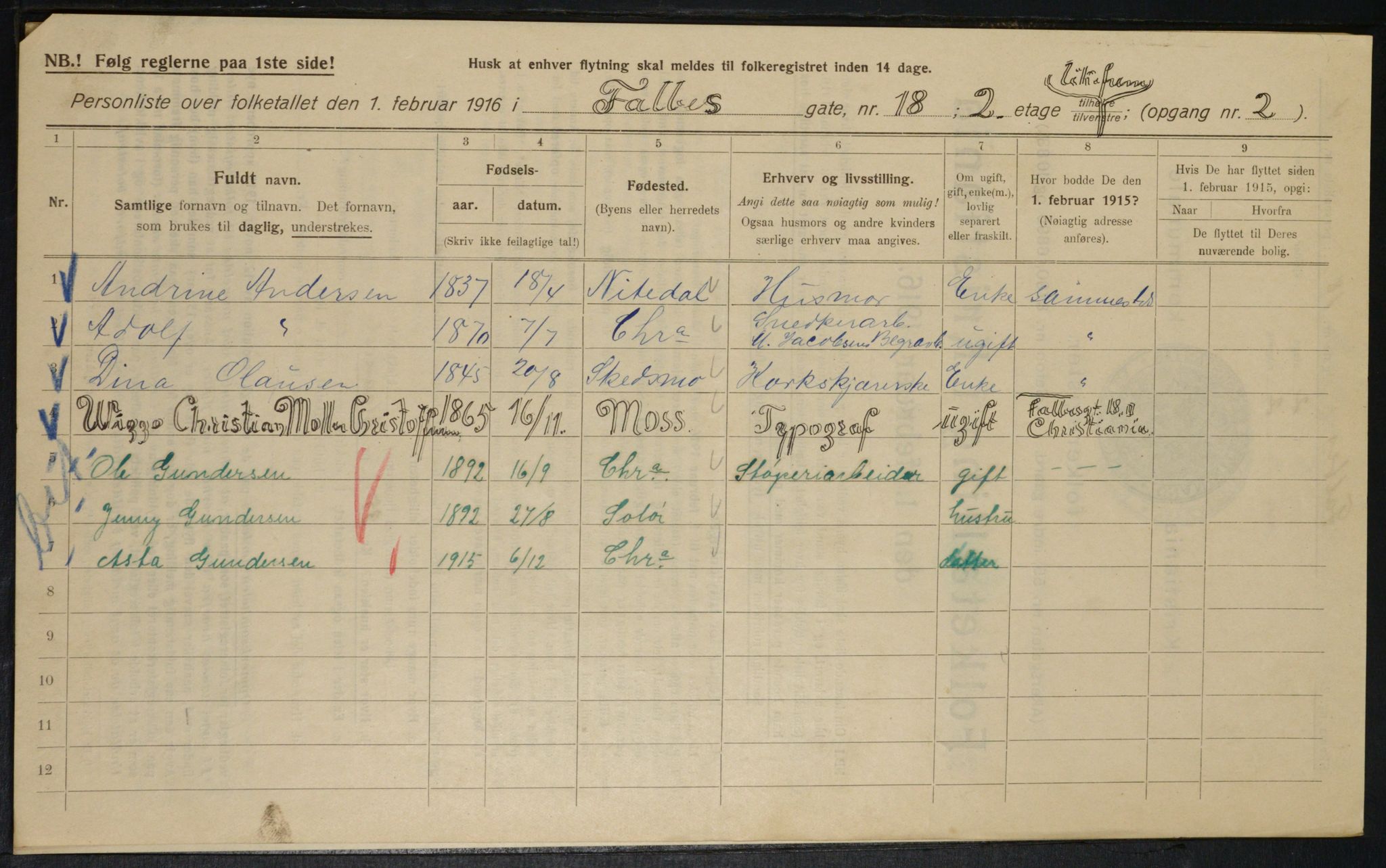 OBA, Municipal Census 1916 for Kristiania, 1916, p. 23622