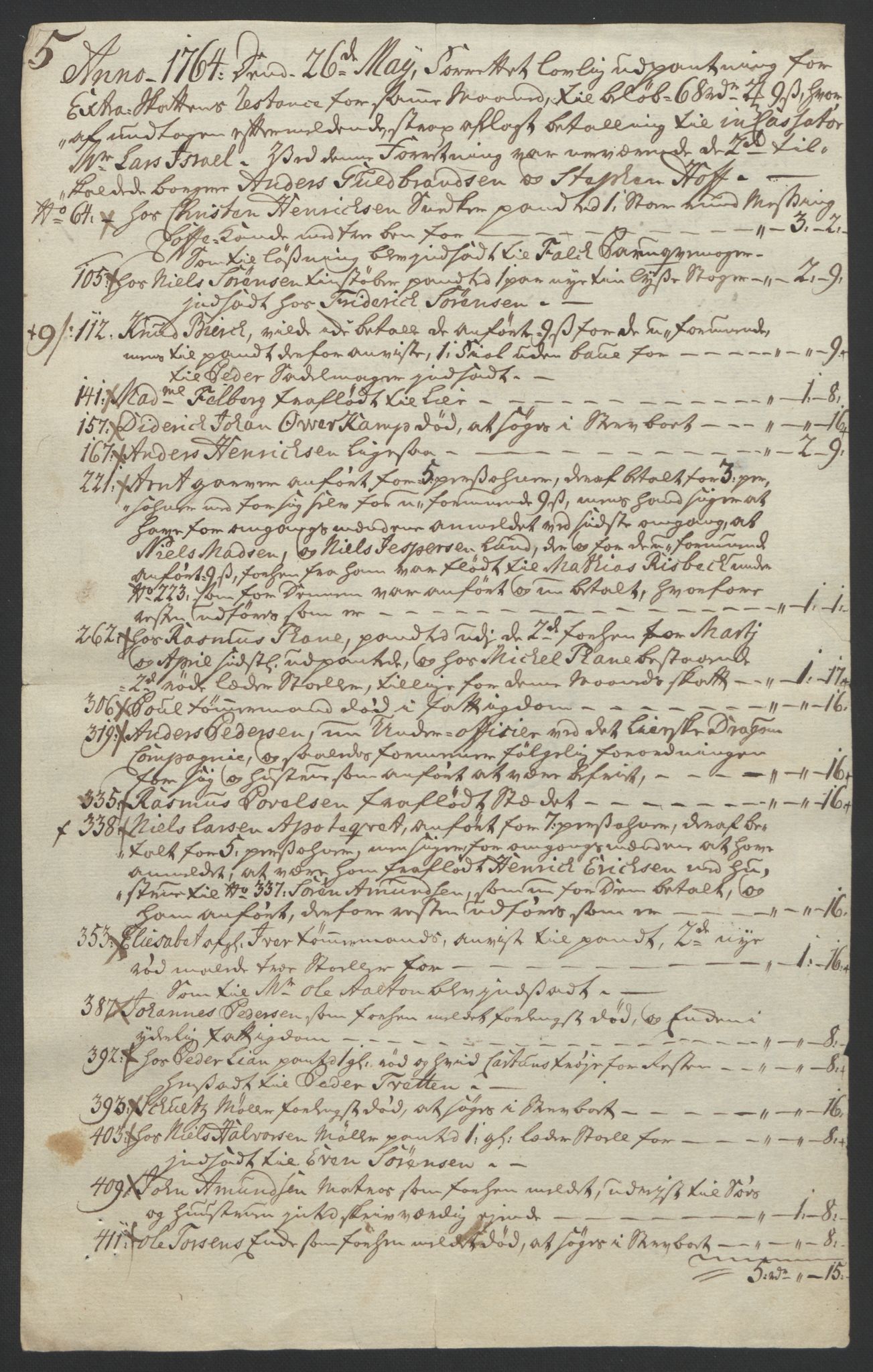 Rentekammeret inntil 1814, Reviderte regnskaper, Byregnskaper, AV/RA-EA-4066/R/Rf/L0119/0001: [F2] Kontribusjonsregnskap / Ekstraskatt, 1762-1767, p. 246