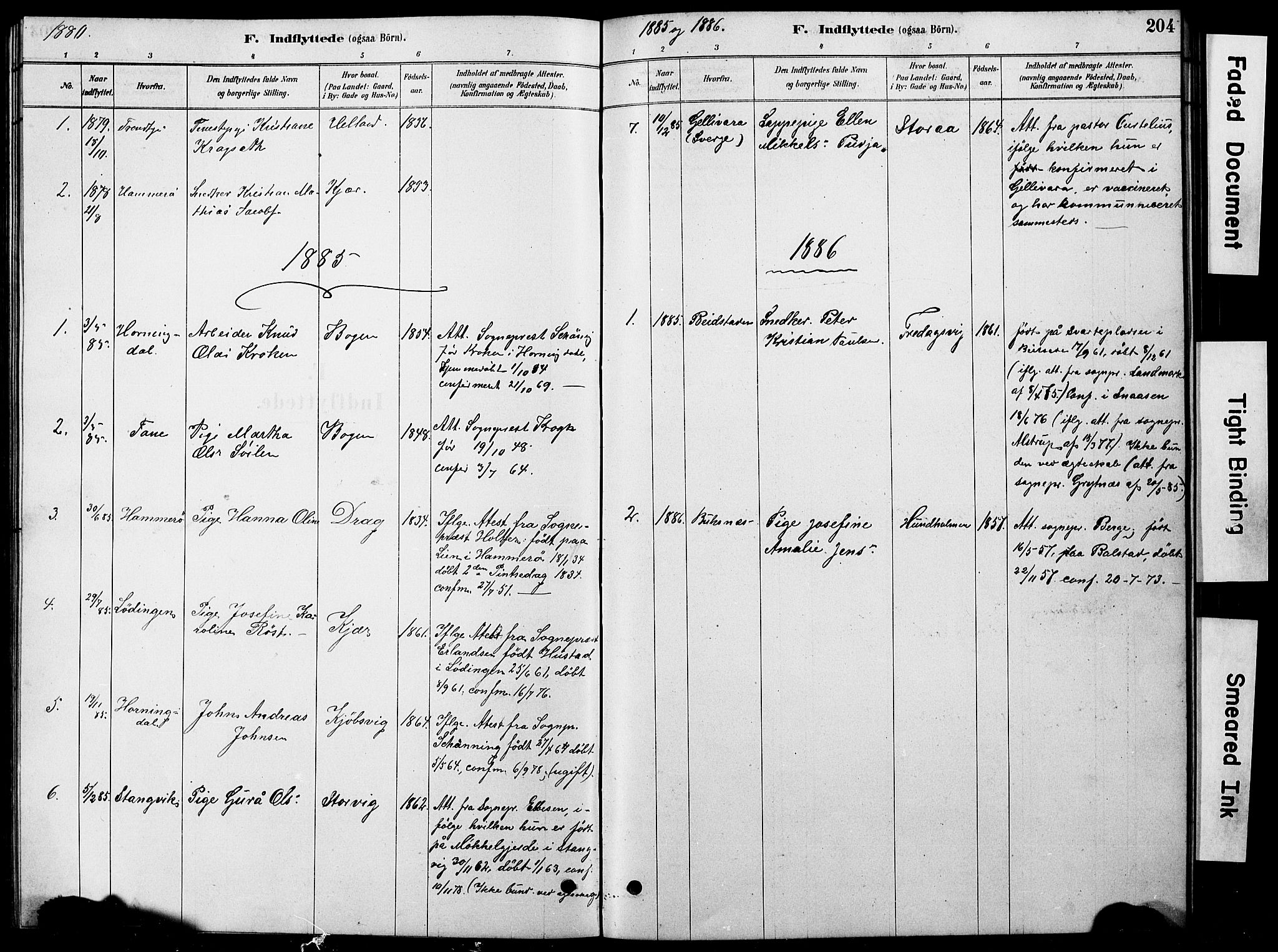 Ministerialprotokoller, klokkerbøker og fødselsregistre - Nordland, AV/SAT-A-1459/861/L0875: Parish register (copy) no. 861C01, 1879-1887, p. 204