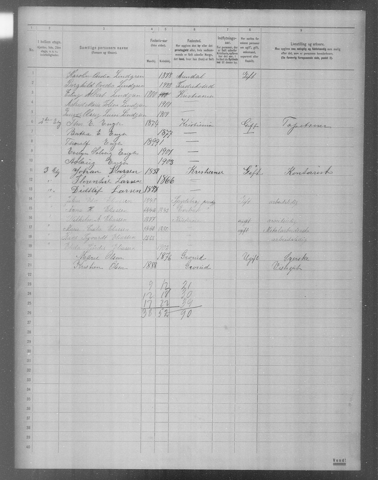 OBA, Municipal Census 1904 for Kristiania, 1904, p. 9550