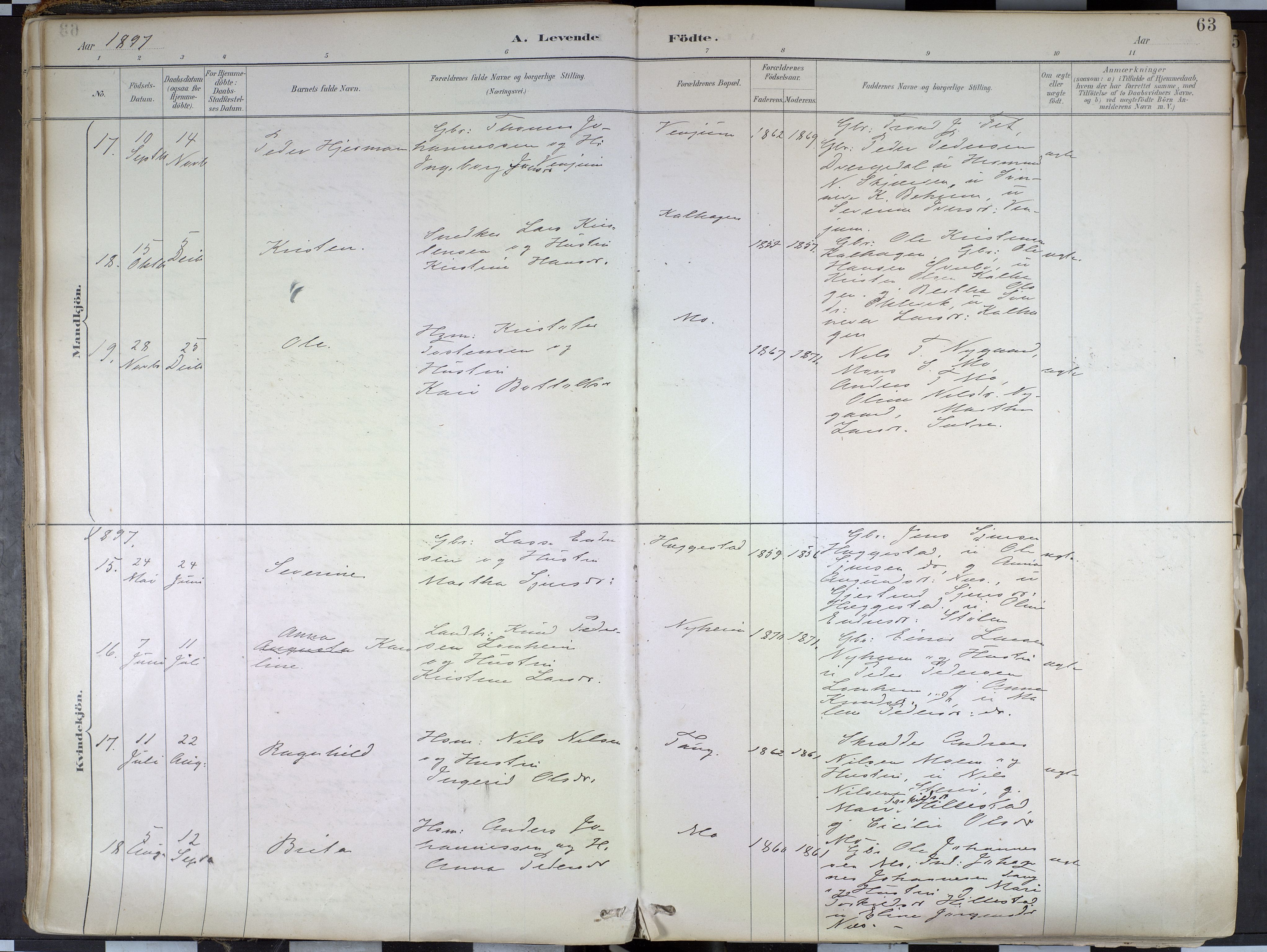 Hafslo sokneprestembete, AV/SAB-A-80301/H/Haa/Haab/L0001: Parish register (official) no. B 1, 1886-1945, p. 63