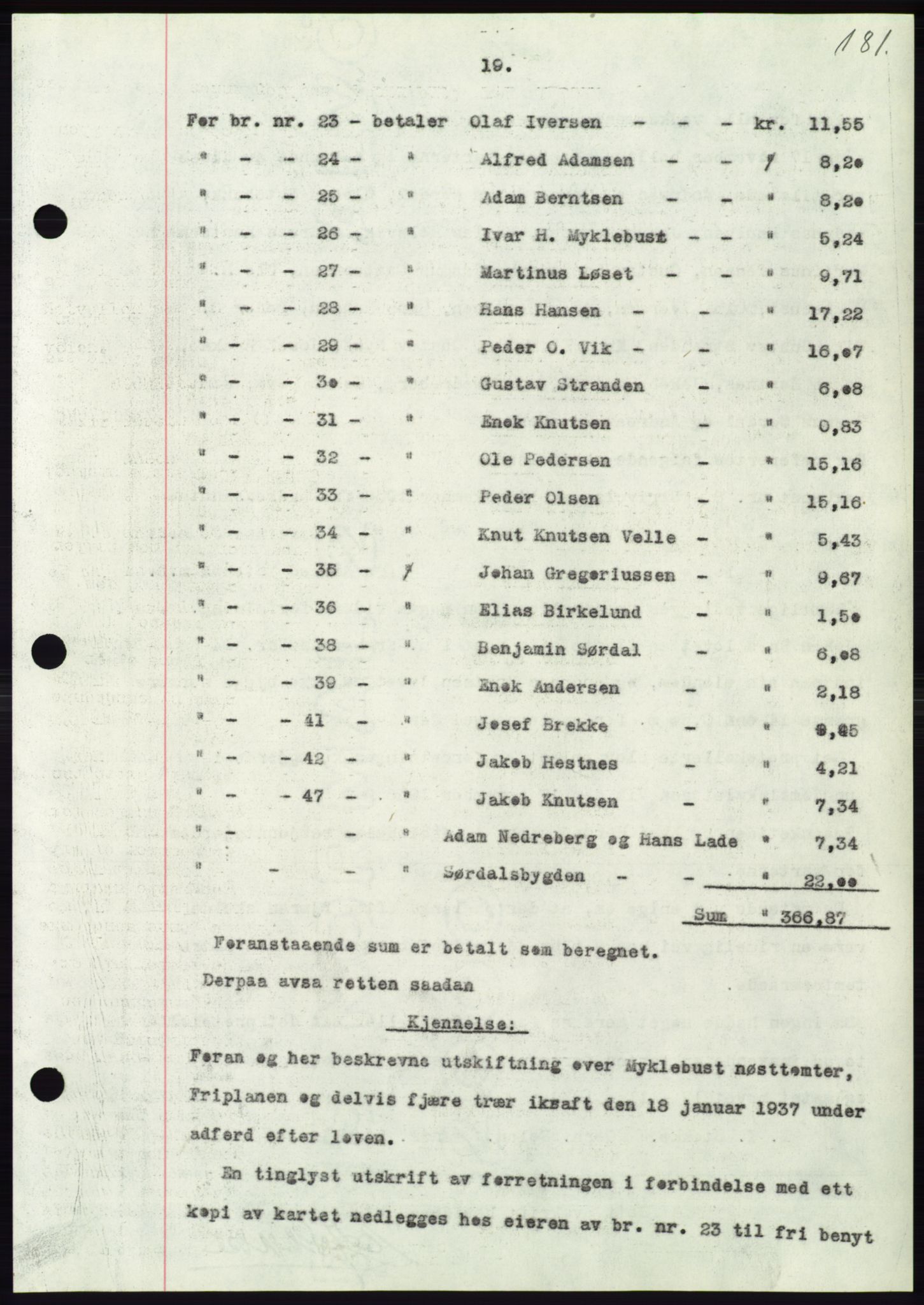 Søre Sunnmøre sorenskriveri, AV/SAT-A-4122/1/2/2C/L0062: Mortgage book no. 56, 1936-1937, Diary no: : 57/1937