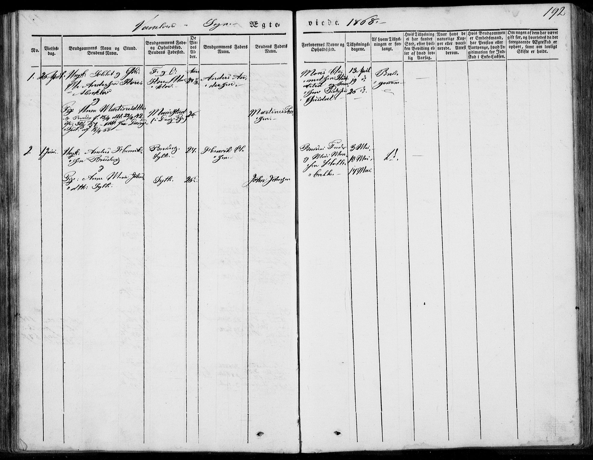 Ministerialprotokoller, klokkerbøker og fødselsregistre - Møre og Romsdal, AV/SAT-A-1454/501/L0006: Parish register (official) no. 501A06, 1844-1868, p. 192