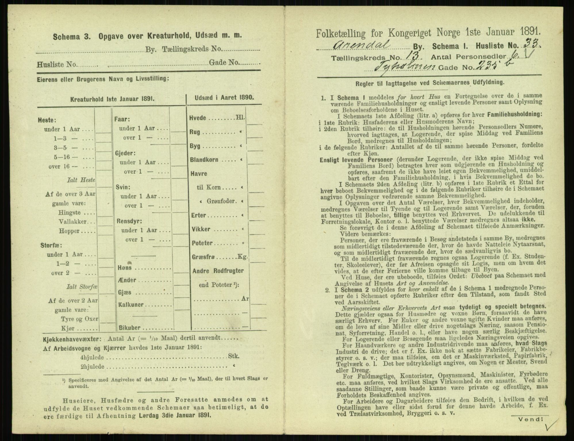 RA, 1891 census for 0903 Arendal, 1891, p. 732