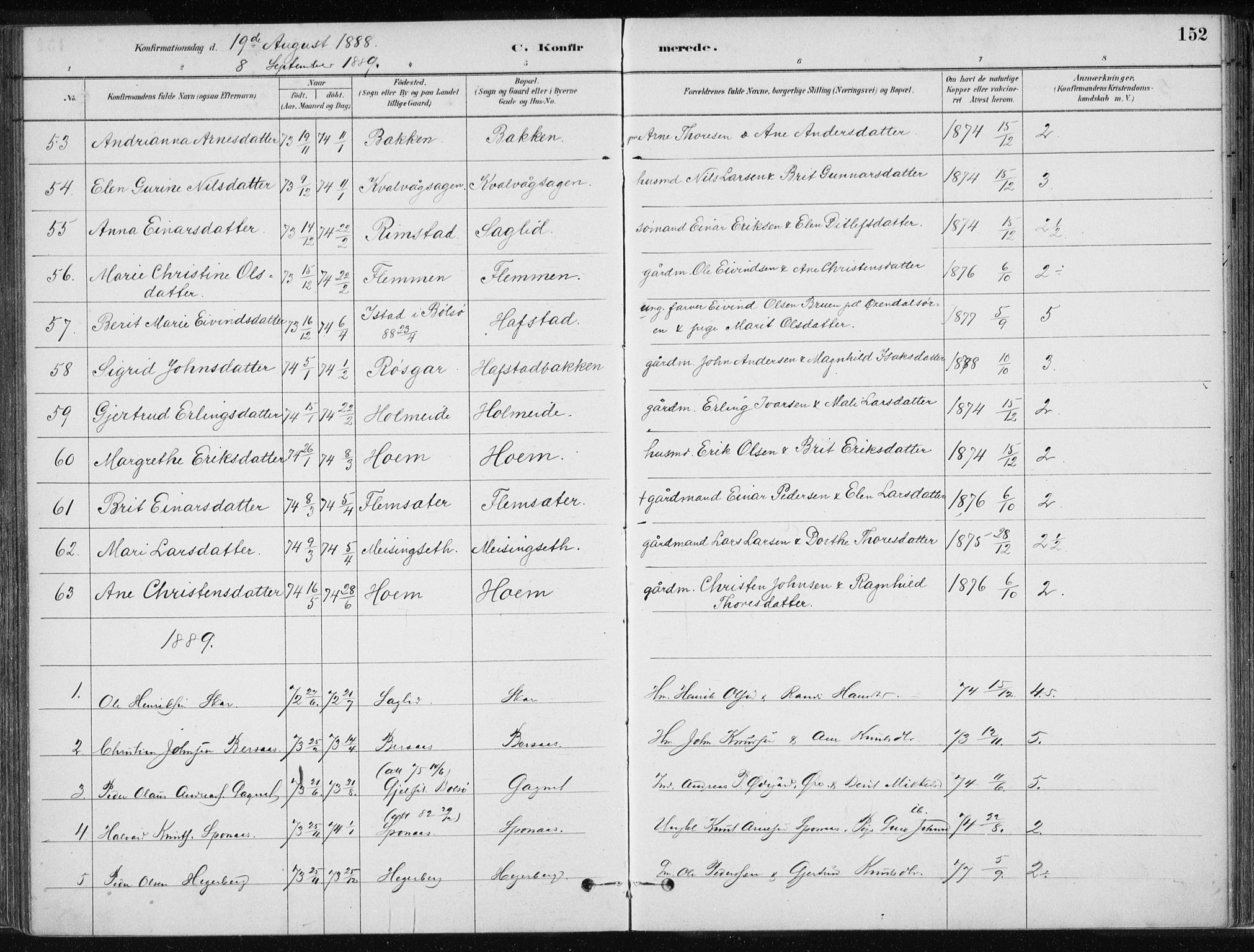 Ministerialprotokoller, klokkerbøker og fødselsregistre - Møre og Romsdal, AV/SAT-A-1454/586/L0987: Parish register (official) no. 586A13, 1879-1892, p. 152